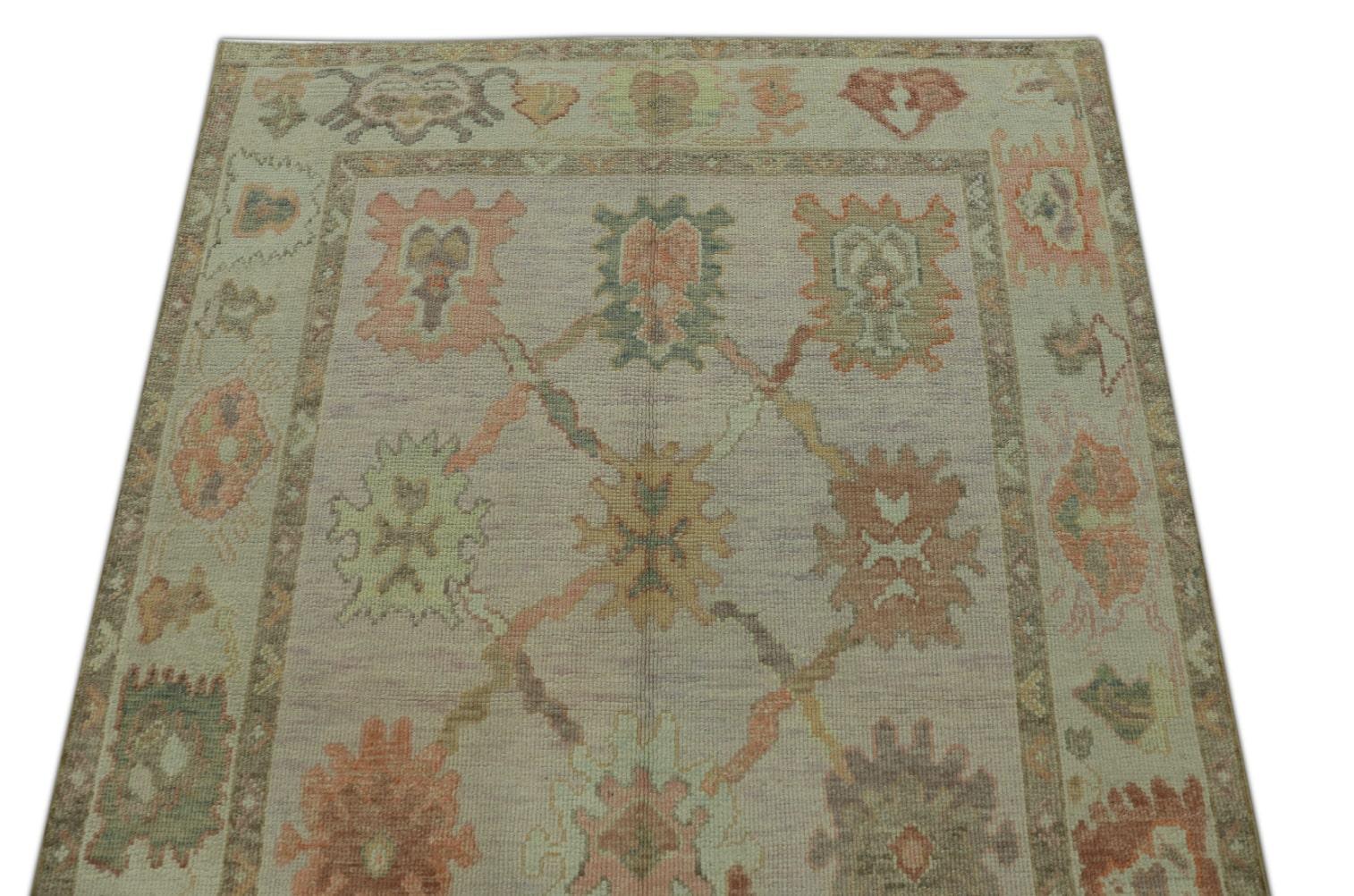 Oushak Rug Oriental Hand Knotted Turkish Oushak 4'10