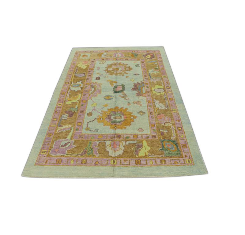 Alfombra Oushak Oriental Anudada a Mano Turca Oushak 4'10
