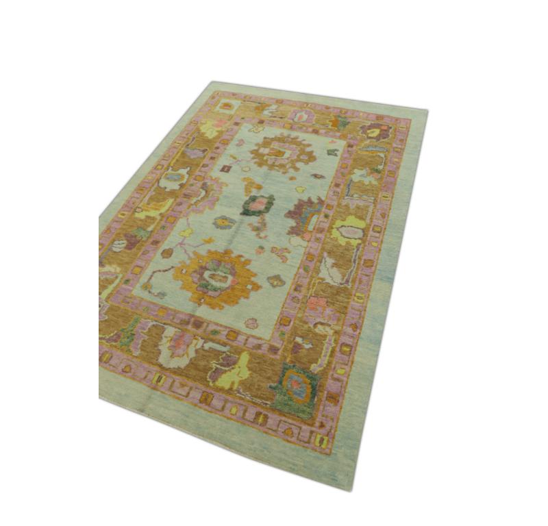 Alfombra Oushak Oriental Anudada a Mano Turca Oushak 4'10