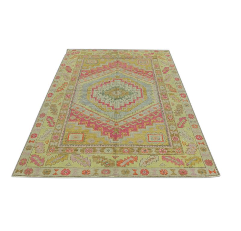 Oushak Rug Oriental Hand Knotted Turkish Oushak 4'11