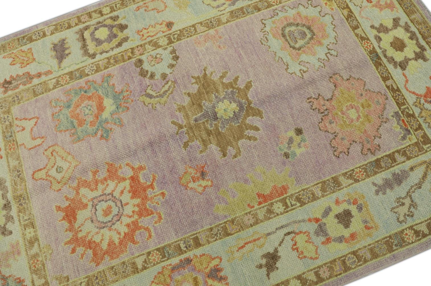Contemporary Oushak Rug Oriental Hand Knotted Turkish Oushak 4'2