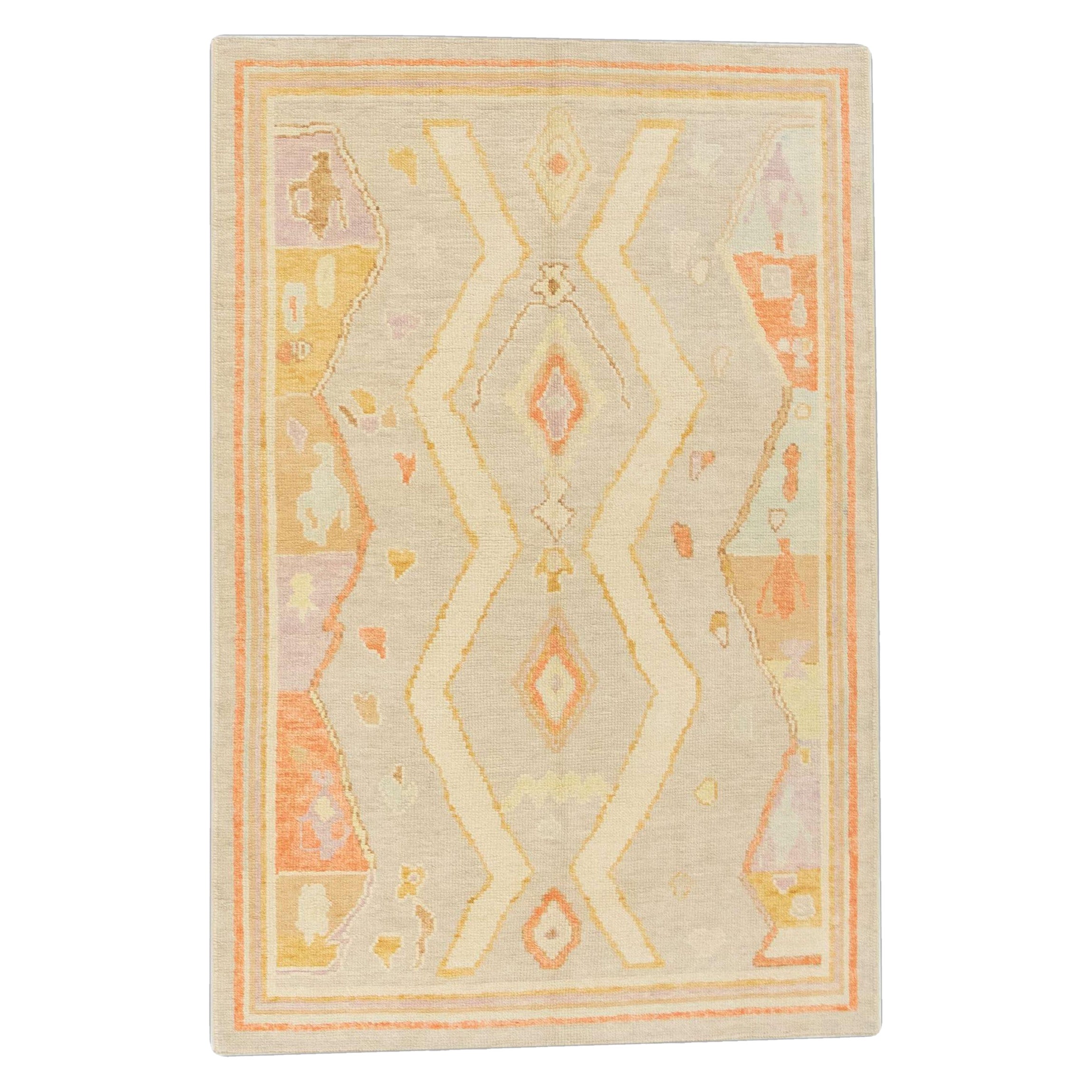Tappeto Oushak Orientale annodato a mano Turco Oushak 4'2" x 6'2" #327