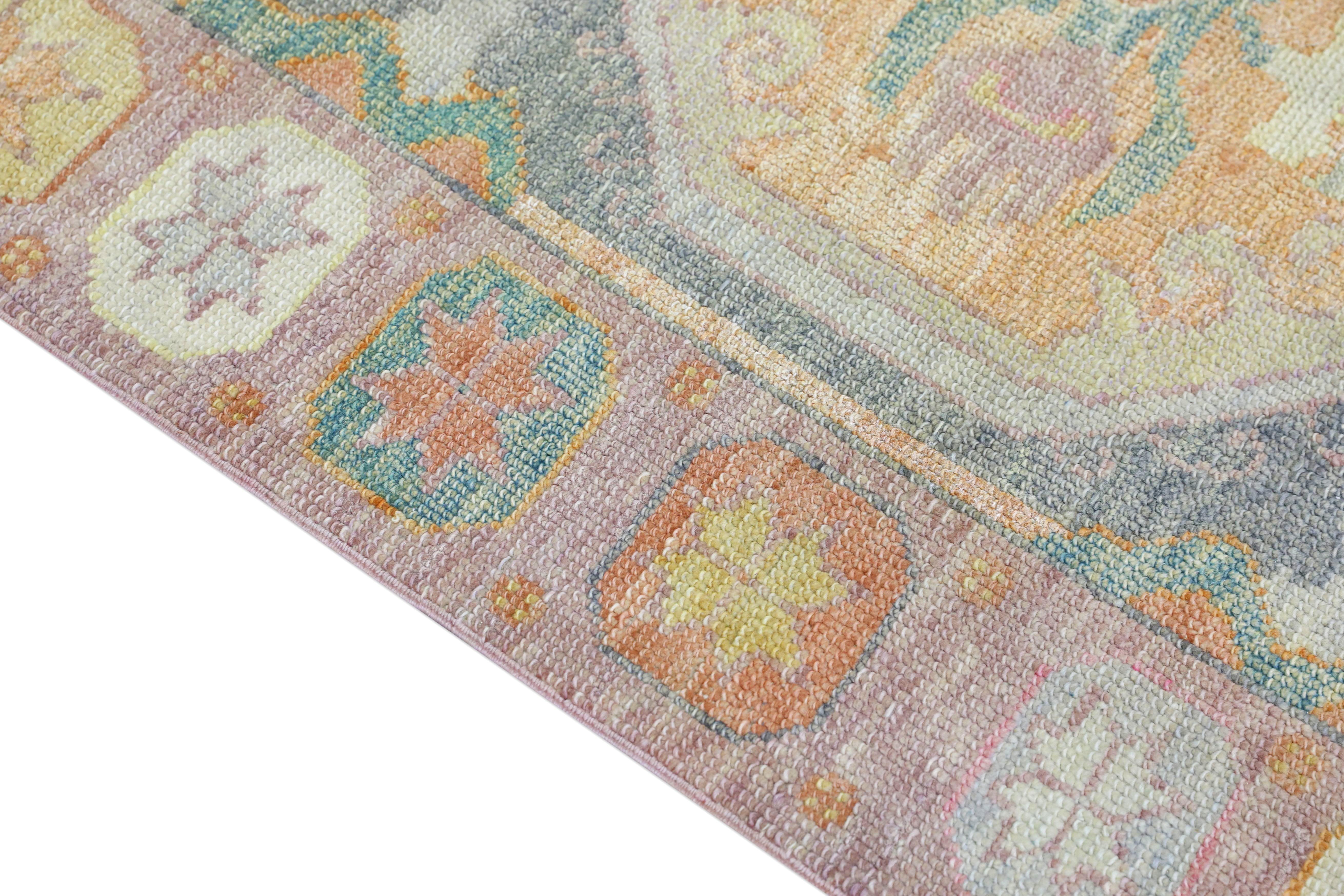 Hand-Knotted Oushak Rug Oriental Hand Knotted Turkish Oushak 4'2