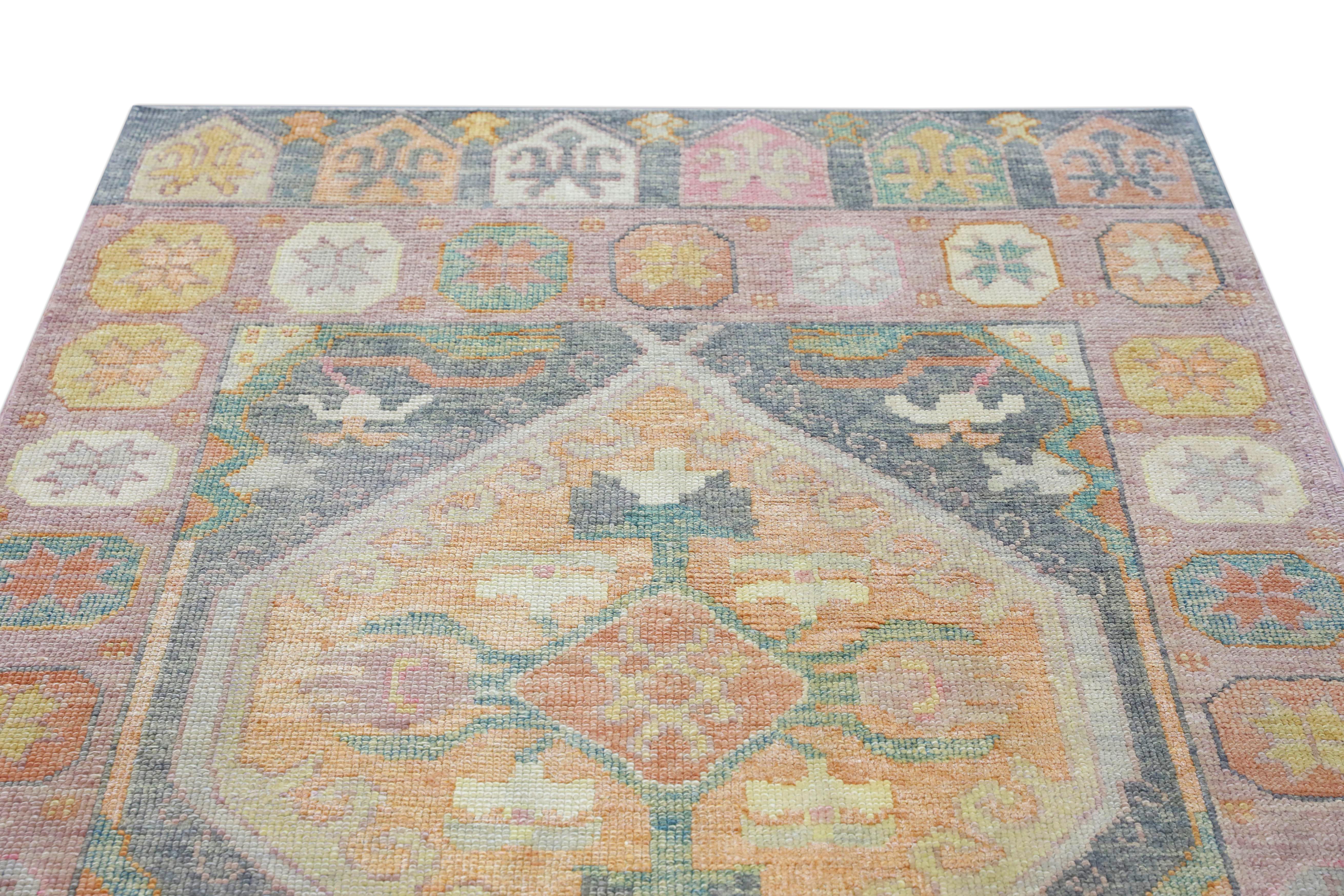 Contemporary Oushak Rug Oriental Hand Knotted Turkish Oushak 4'2