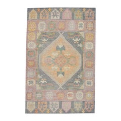 Oushak-Teppich Orientalischer handgeknüpfter türkischer Oushak 4'2" x 6'3" #4261