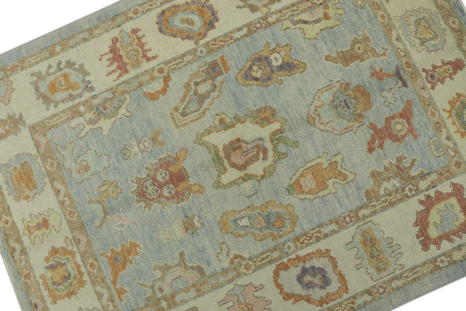 Oushak Rug Oriental Hand Knotted Turkish Oushak 4'3