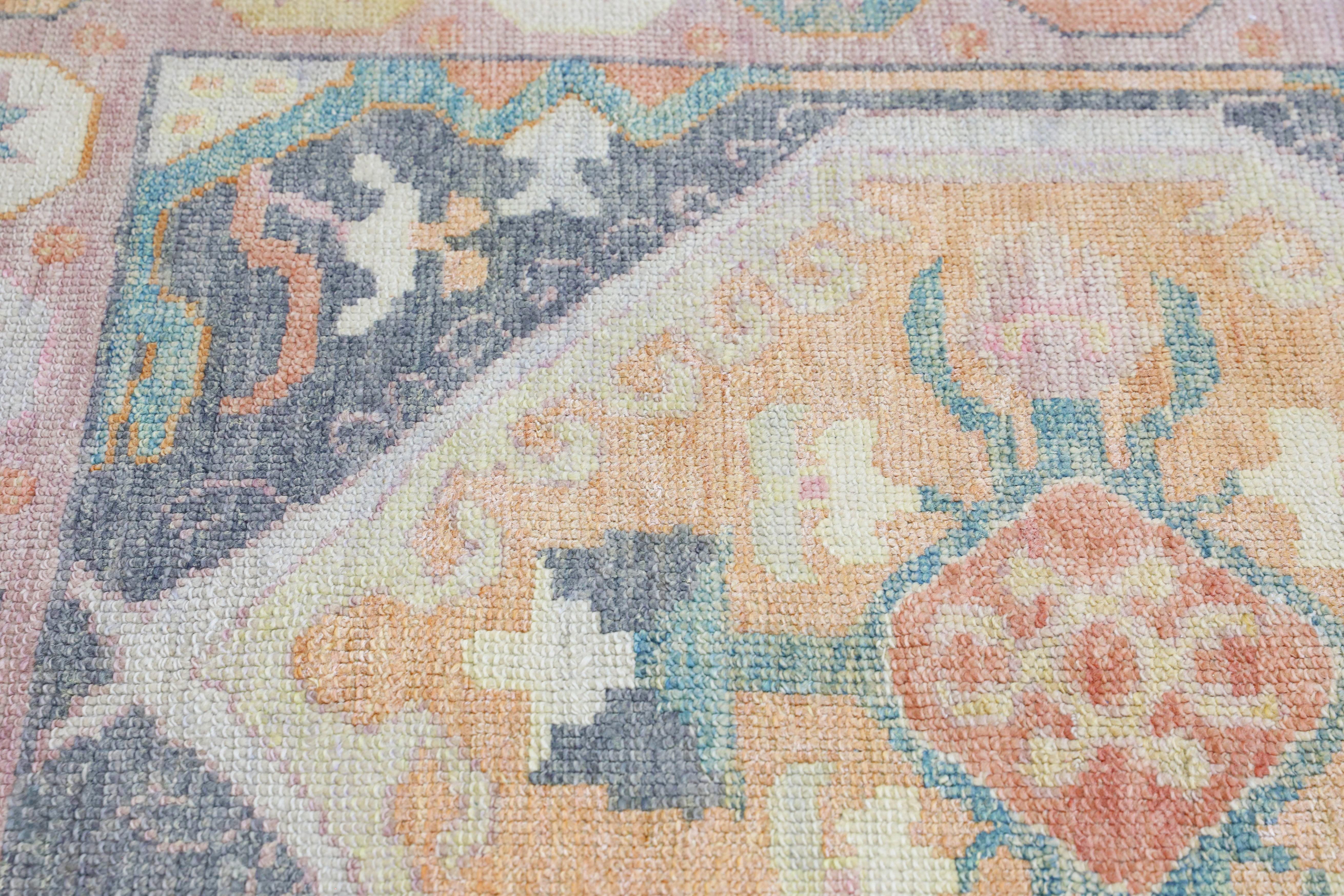 Oushak Rug Oriental Hand Knotted Turkish Oushak 4'3