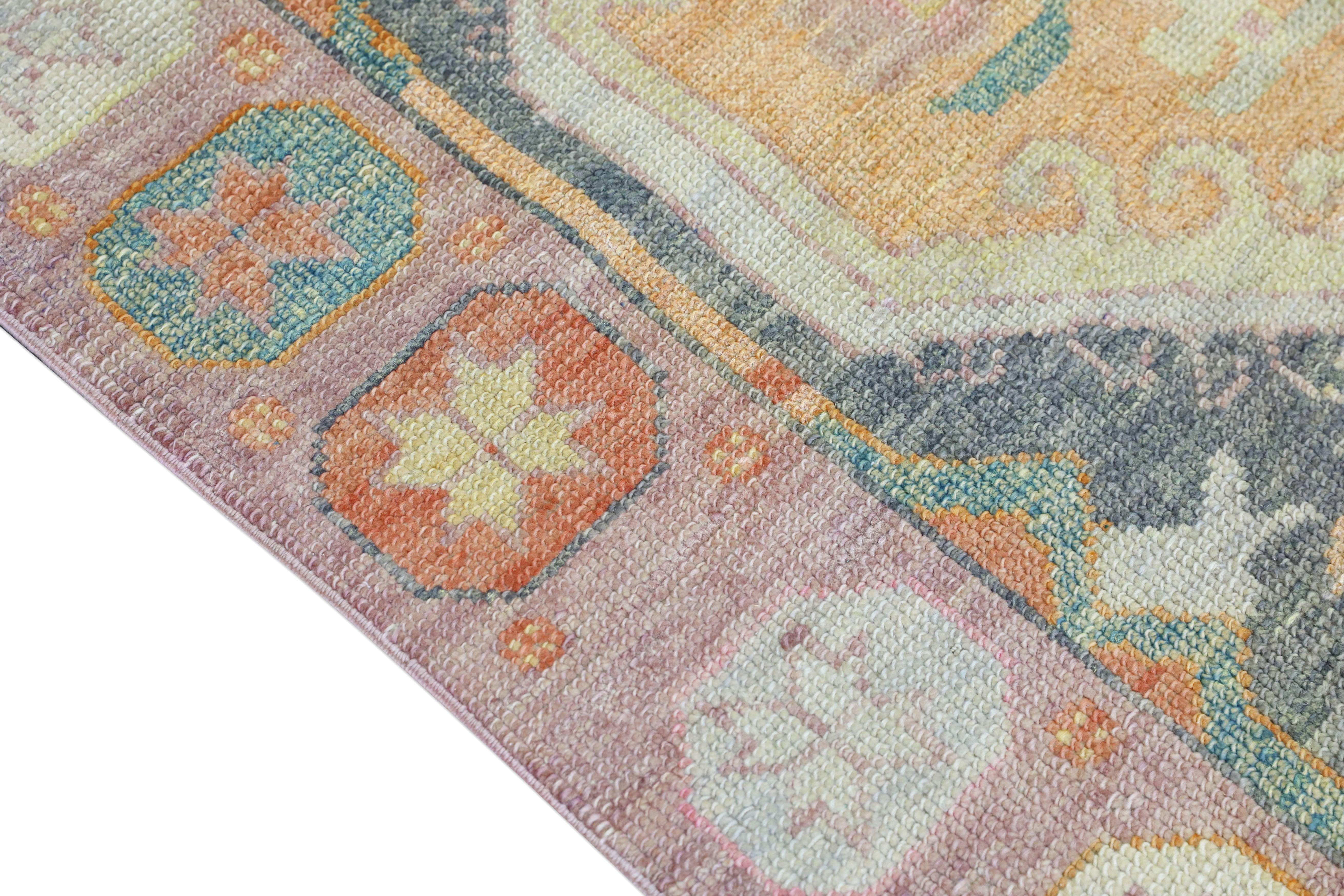 Turc Tapis oriental noué à la main turc Oushak 4'3