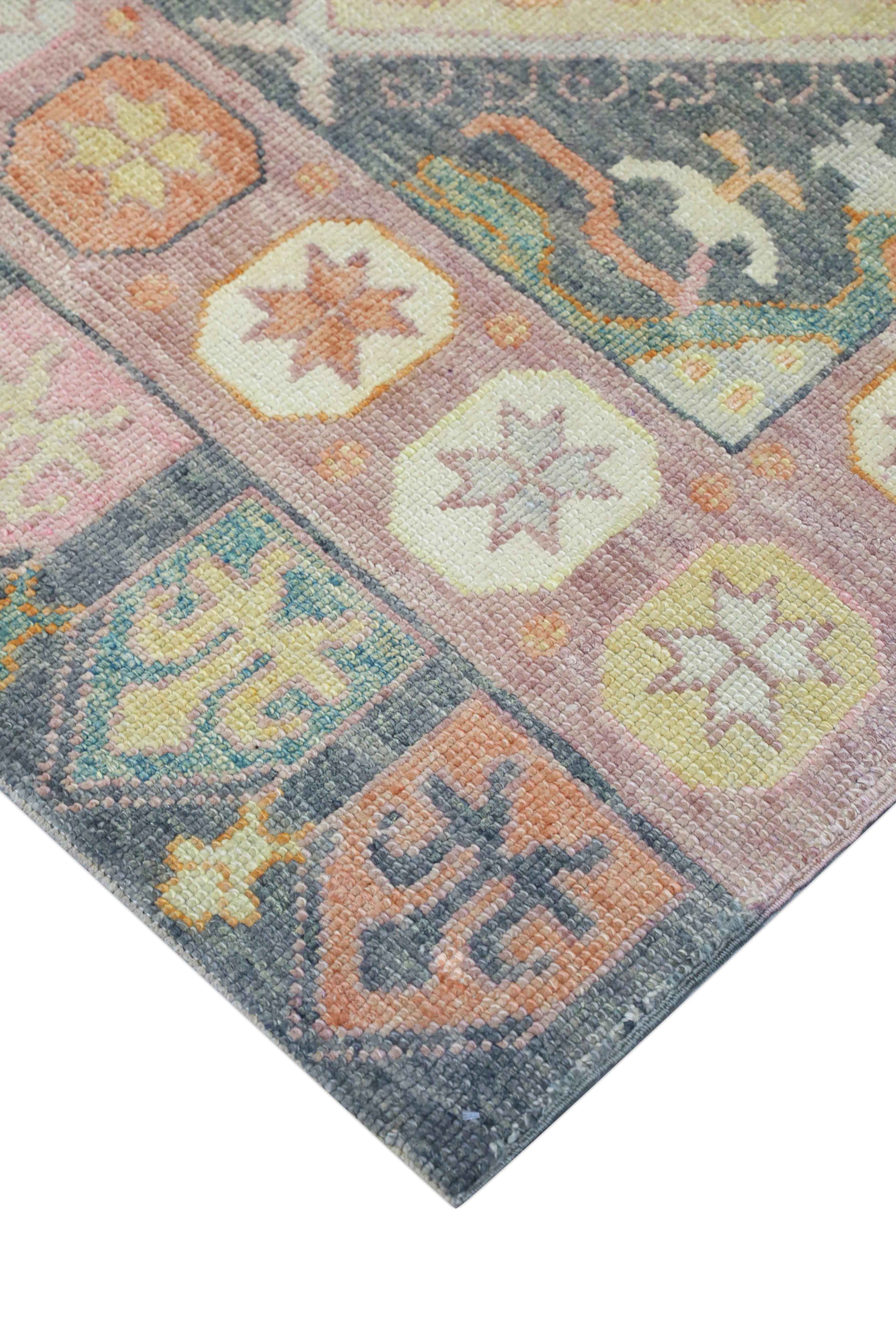 Noué à la main Tapis oriental noué à la main turc Oushak 4'3