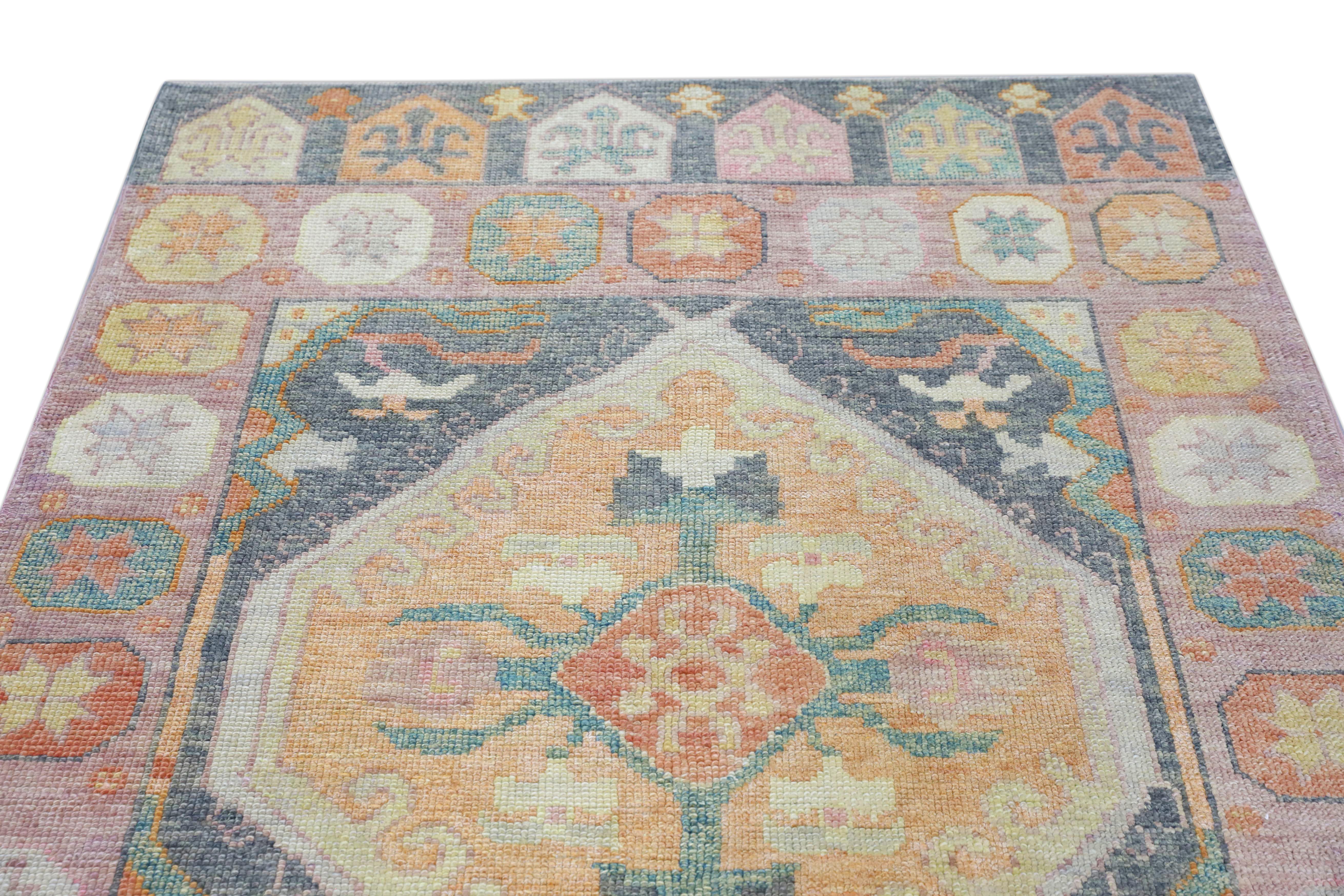 Tapis oriental noué à la main turc Oushak 4'3