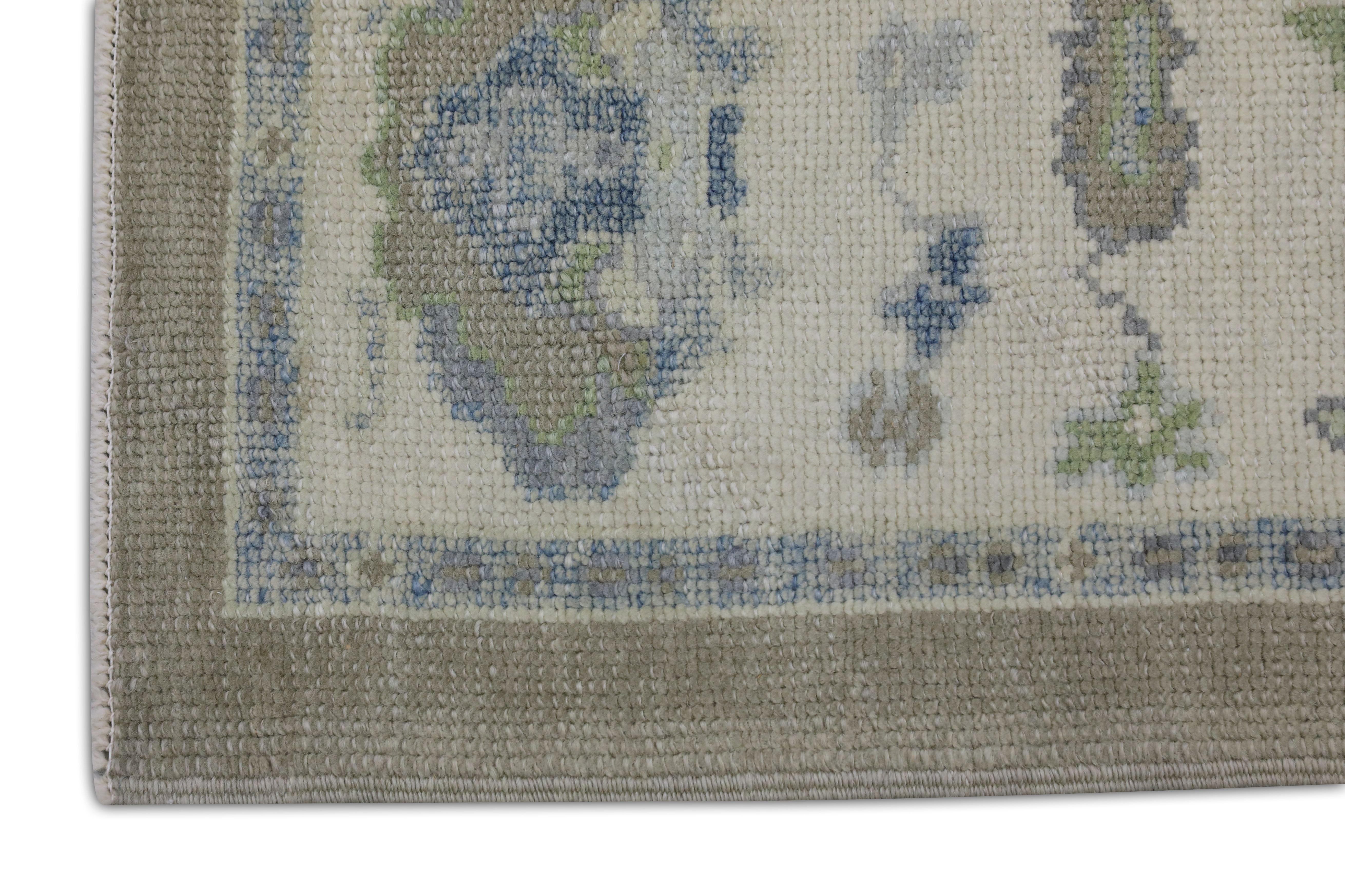 Hand-Knotted Oushak Rug Oriental Hand Knotted Turkish Oushak 4'3