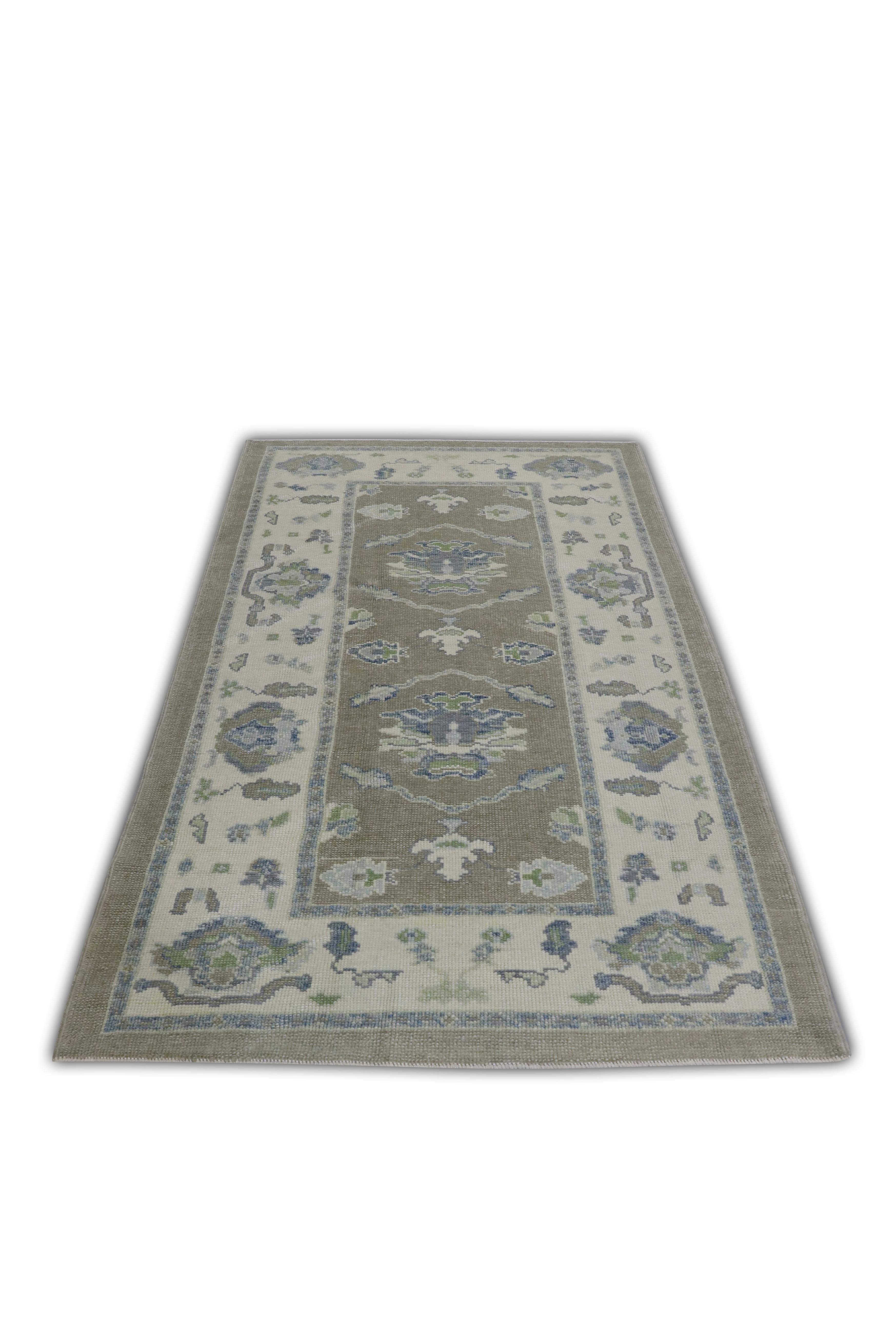 Oushak Rug Oriental Hand Knotted Turkish Oushak 4'3