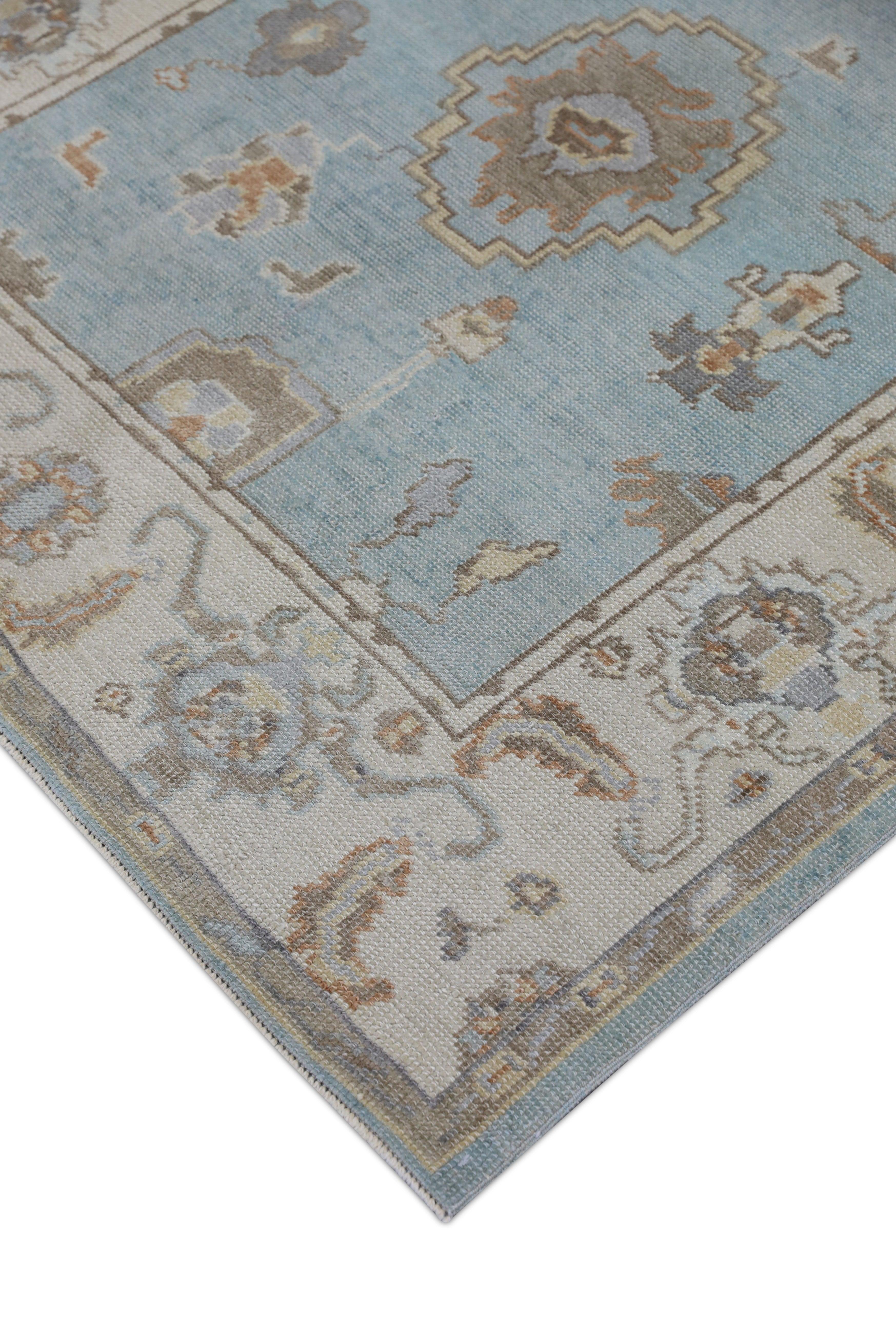 Turc Tapis oriental noué à la main turc Oushak 4'7