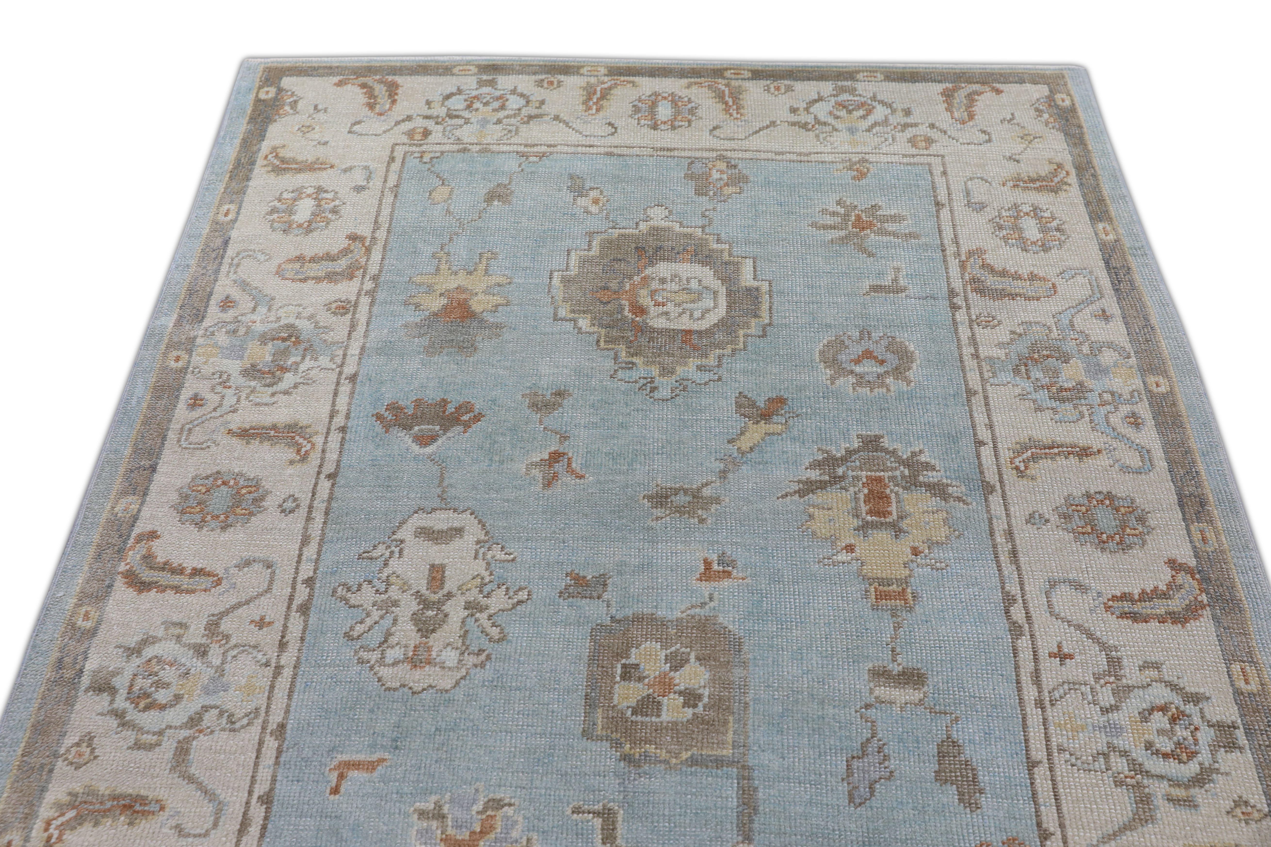 Noué à la main Tapis oriental noué à la main turc Oushak 4'7