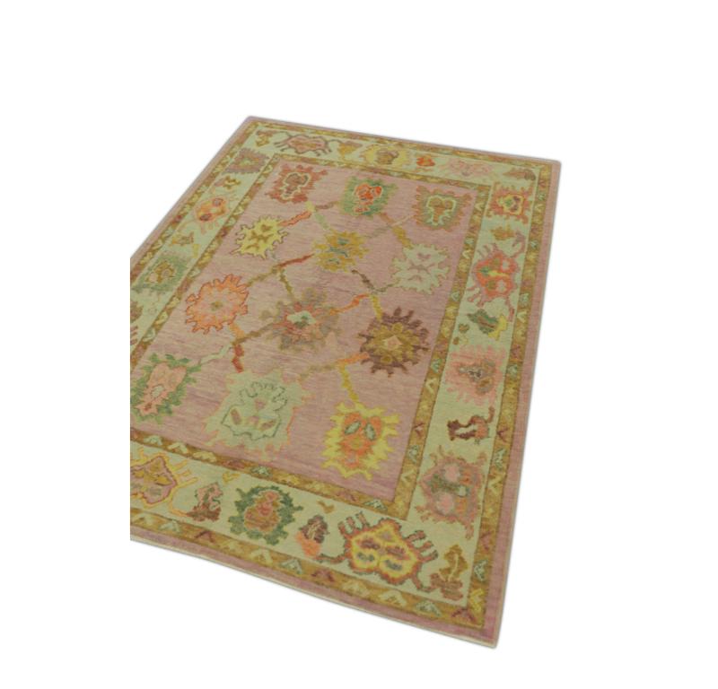 Hand-Knotted Oushak Rug Oriental Hand Knotted Turkish Oushak 5' x 6'8