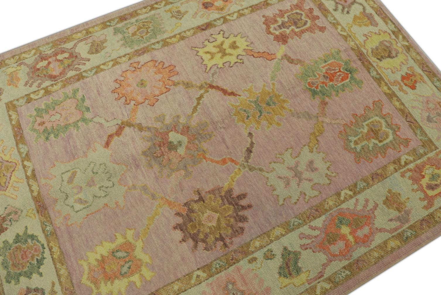 Contemporary Oushak Rug Oriental Hand Knotted Turkish Oushak 5' x 6'8