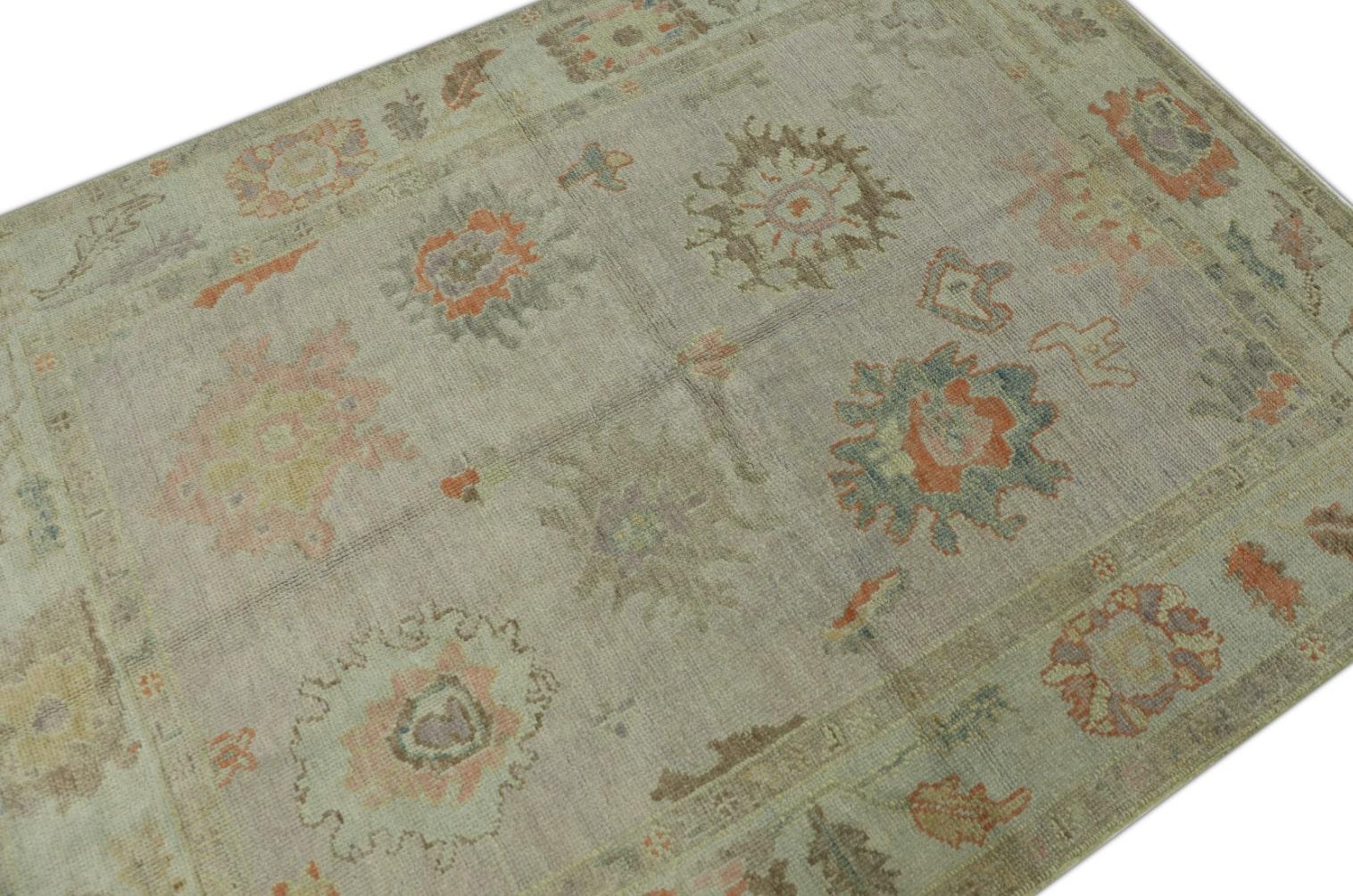 XXI secolo e contemporaneo Tappeto Oushak Orientale annodato a mano Turco Oushak 5' x 6'9