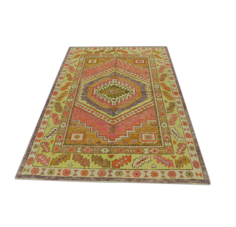 Oushak Rug Oriental Hand Knotted Turkish Oushak 5' x 6'9