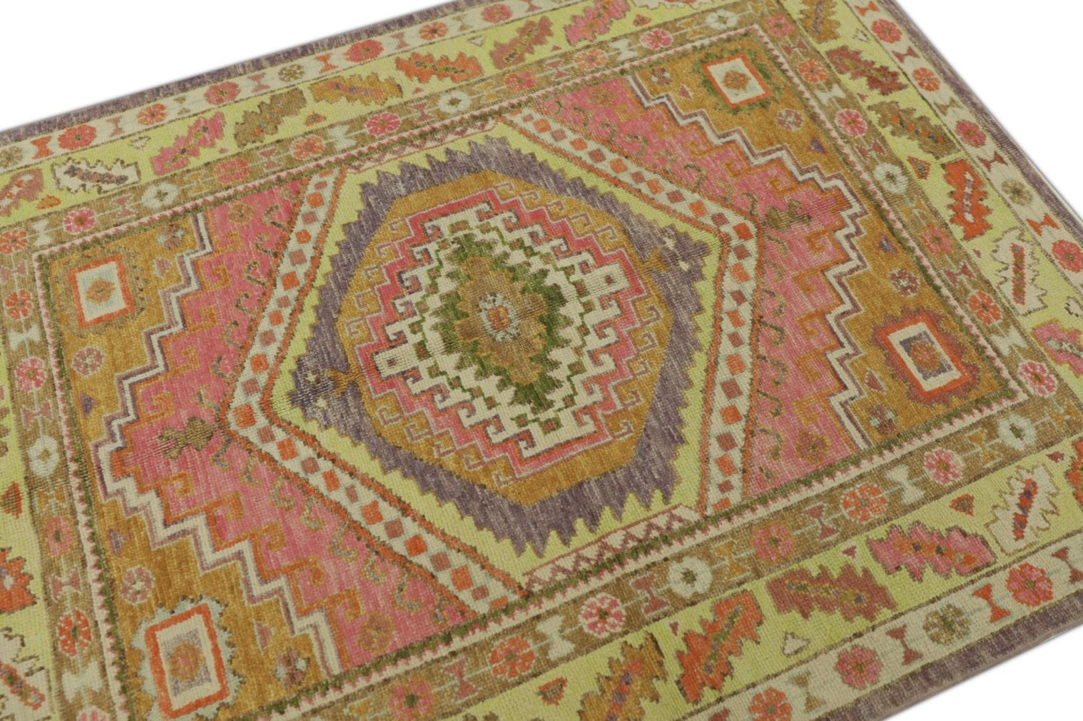 Oushak Rug Oriental Hand Knotted Turkish Oushak 5' x 6'9