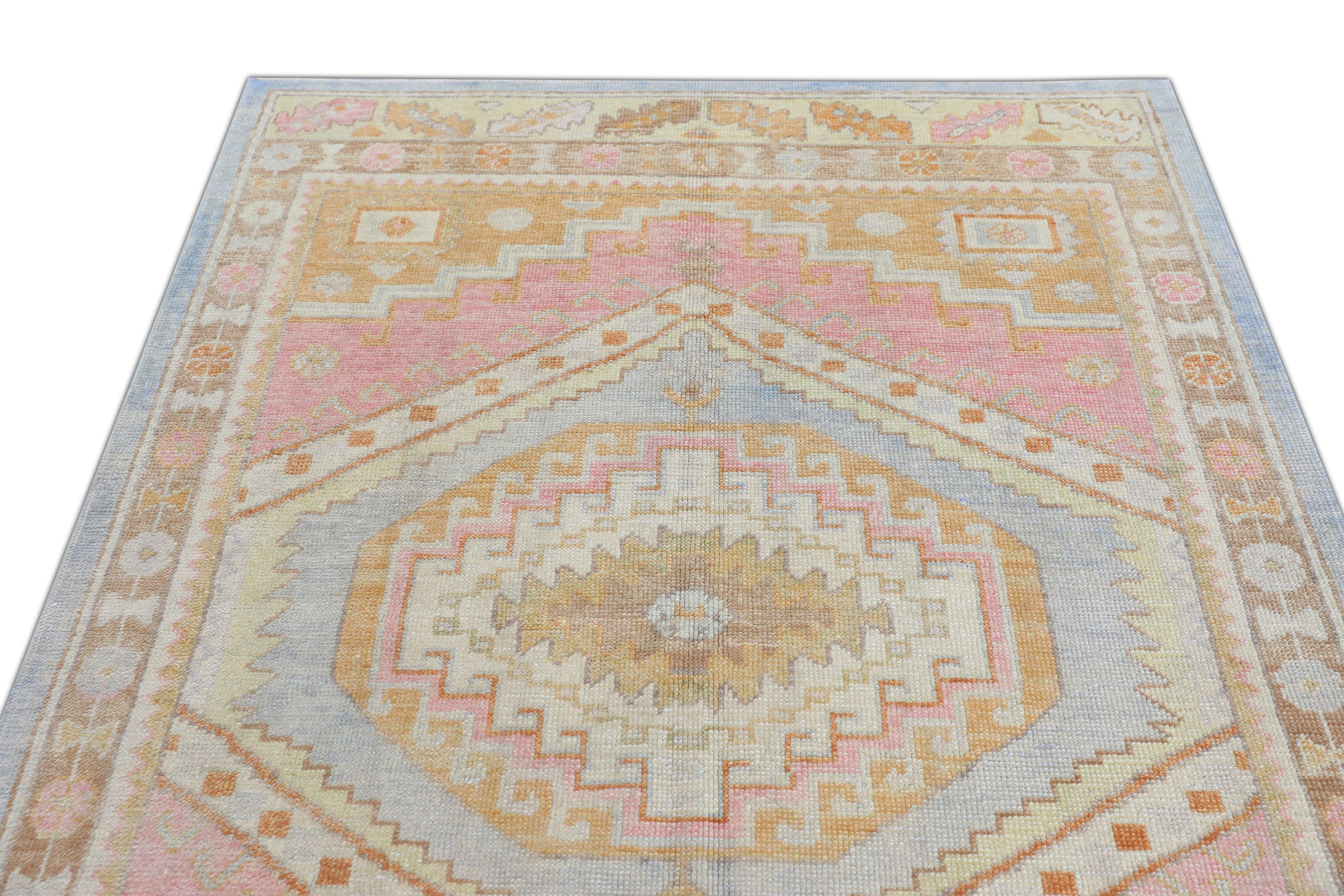 Turc Tapis oriental noué à la main turc Oushak 5' x 7' n°551 en vente