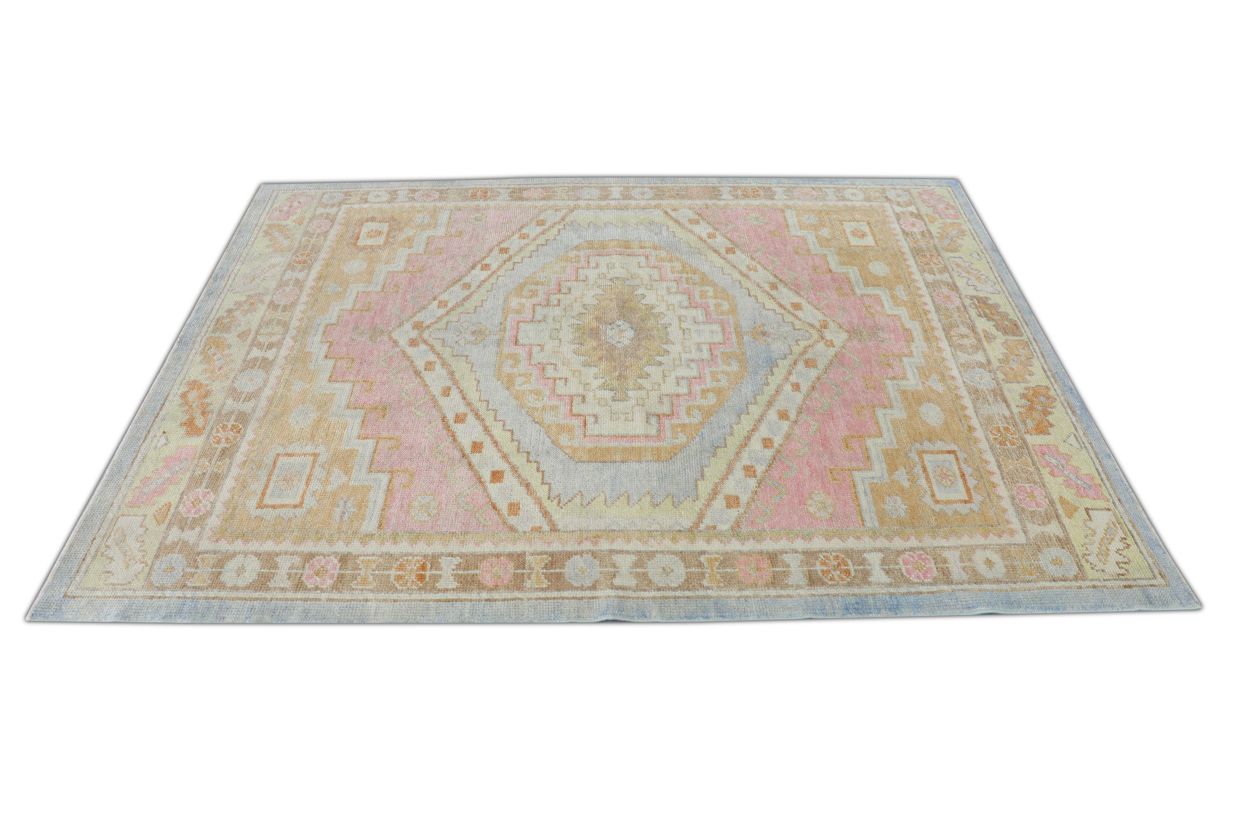 XXIe siècle et contemporain Tapis oriental noué à la main turc Oushak 5' x 7' n°551 en vente
