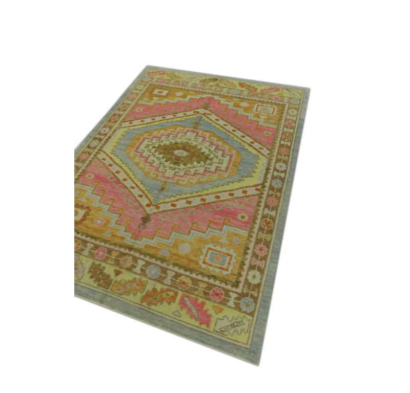 Oushak Rug Oriental Hand Knotted Turkish Oushak 5'1