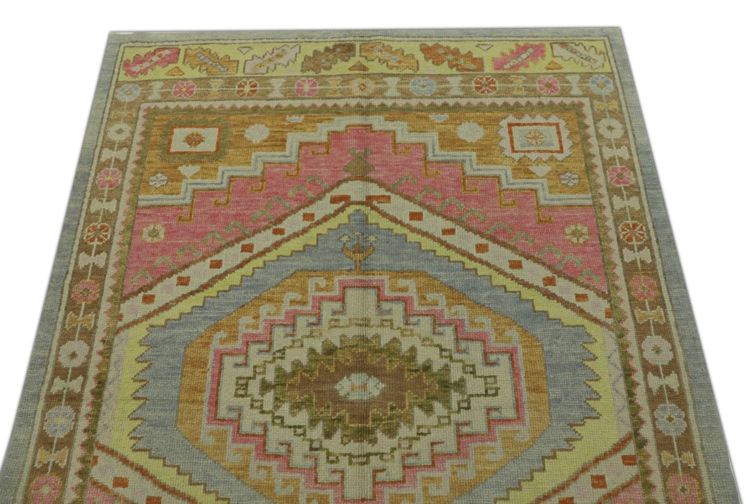 Oushak Rug Oriental Hand Knotted Turkish Oushak 5'1