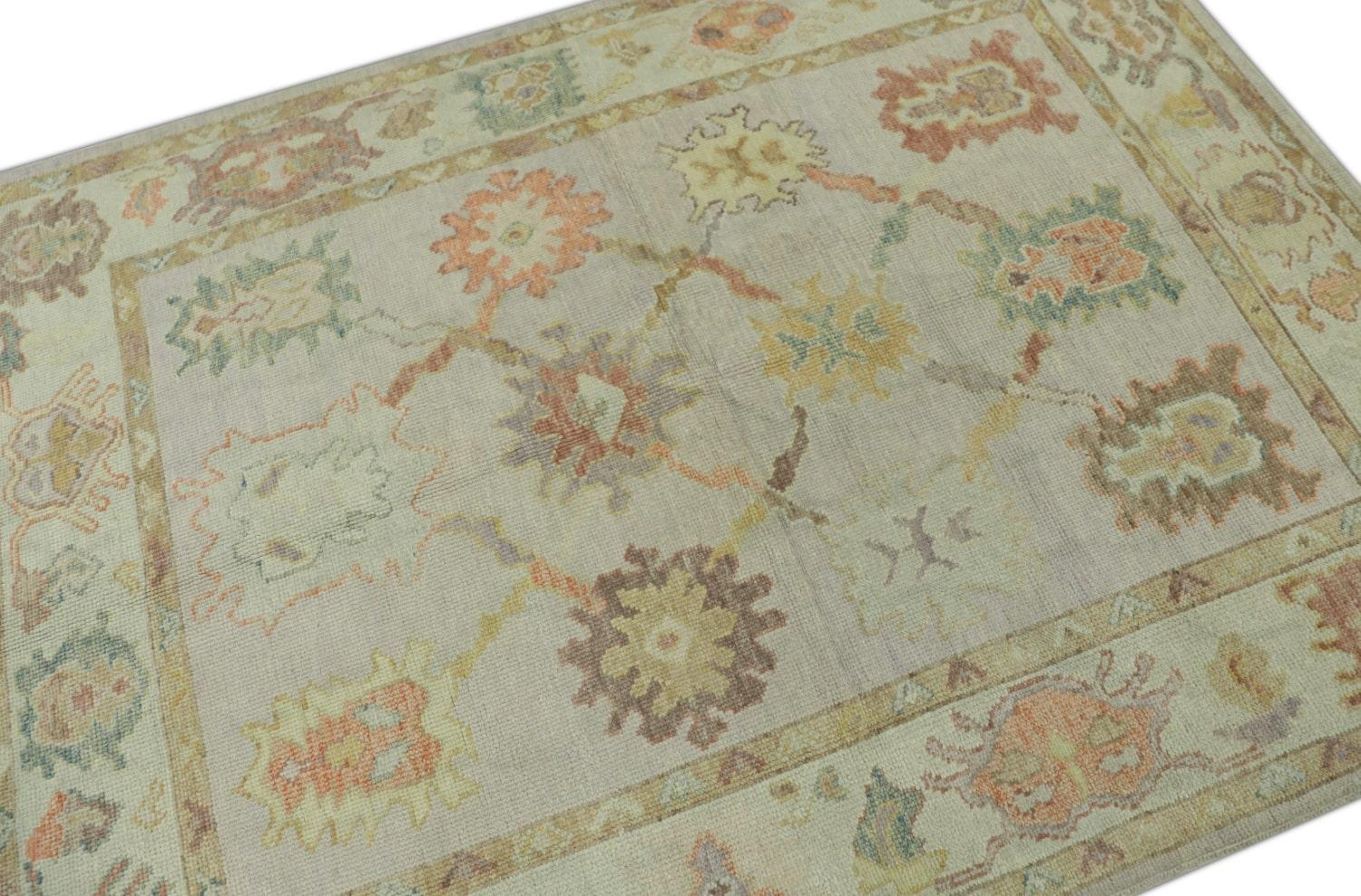 Noué à la main Tapis oriental noué à la main turc Oushak 5'1