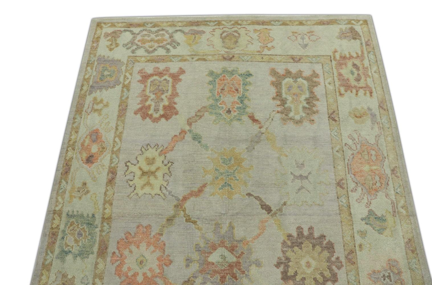 Tapis oriental noué à la main turc Oushak 5'1
