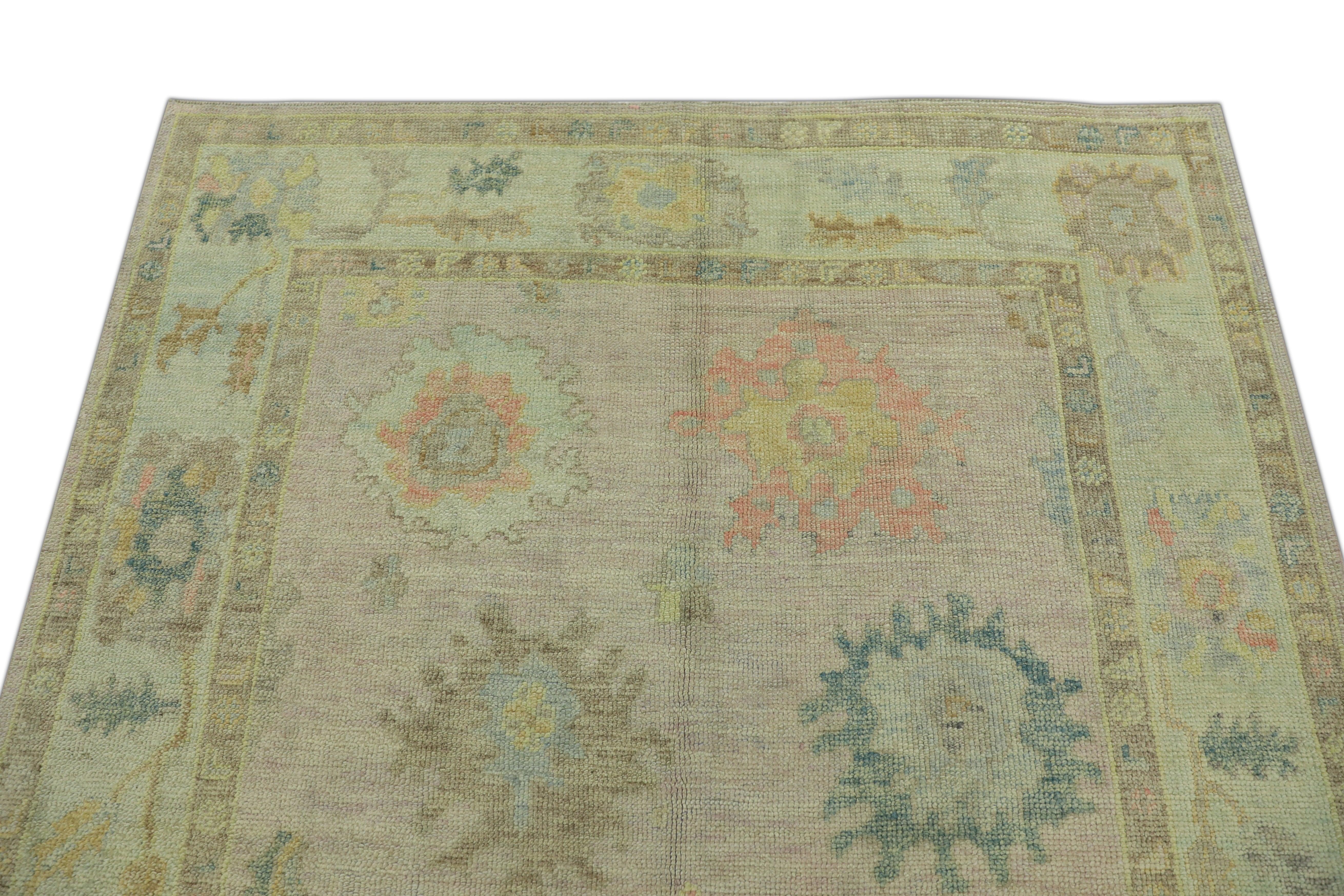 Tapis oriental noué à la main turc Oushak 5'1
