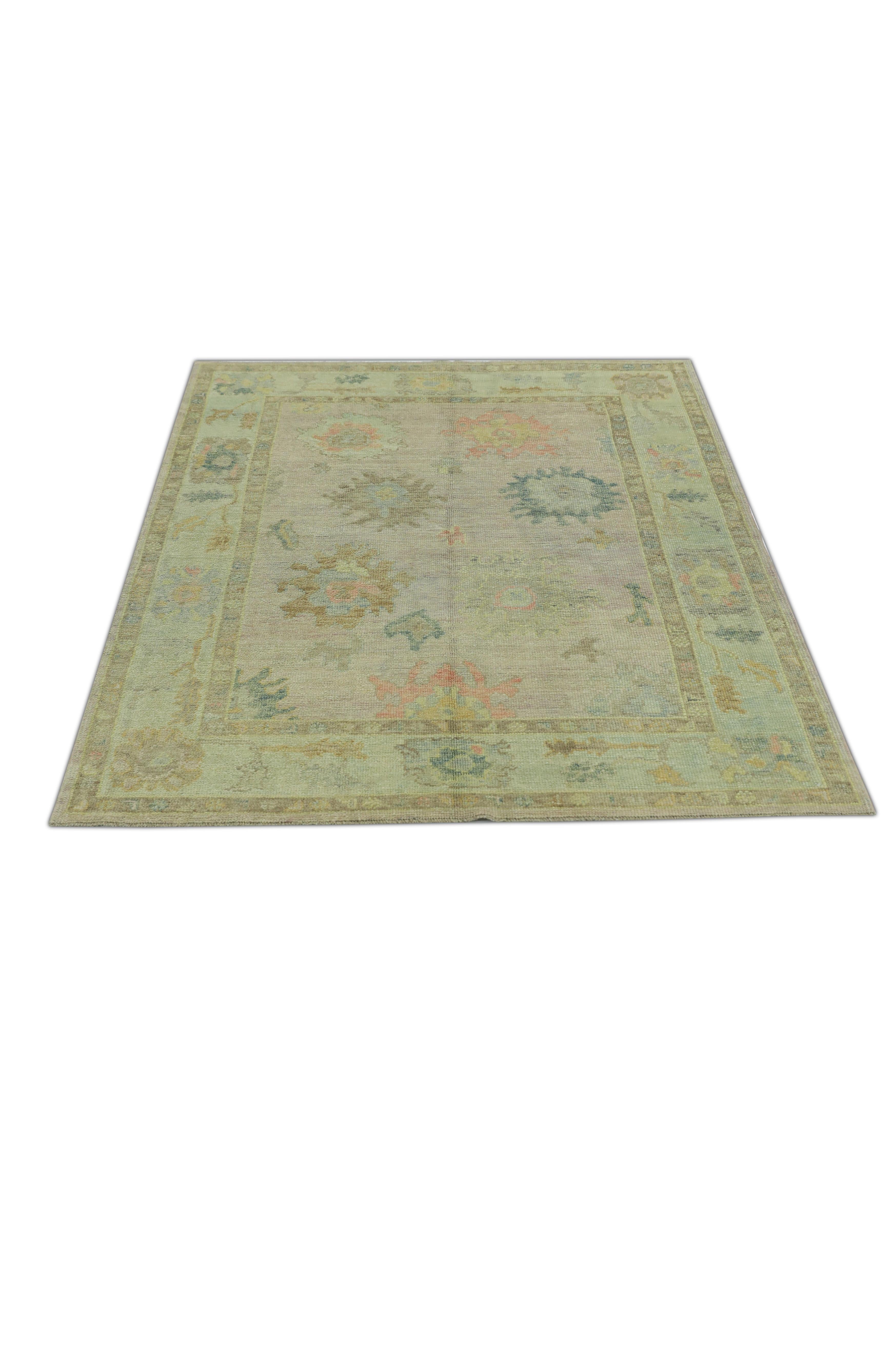 Tapis oriental noué à la main turc Oushak 5'1