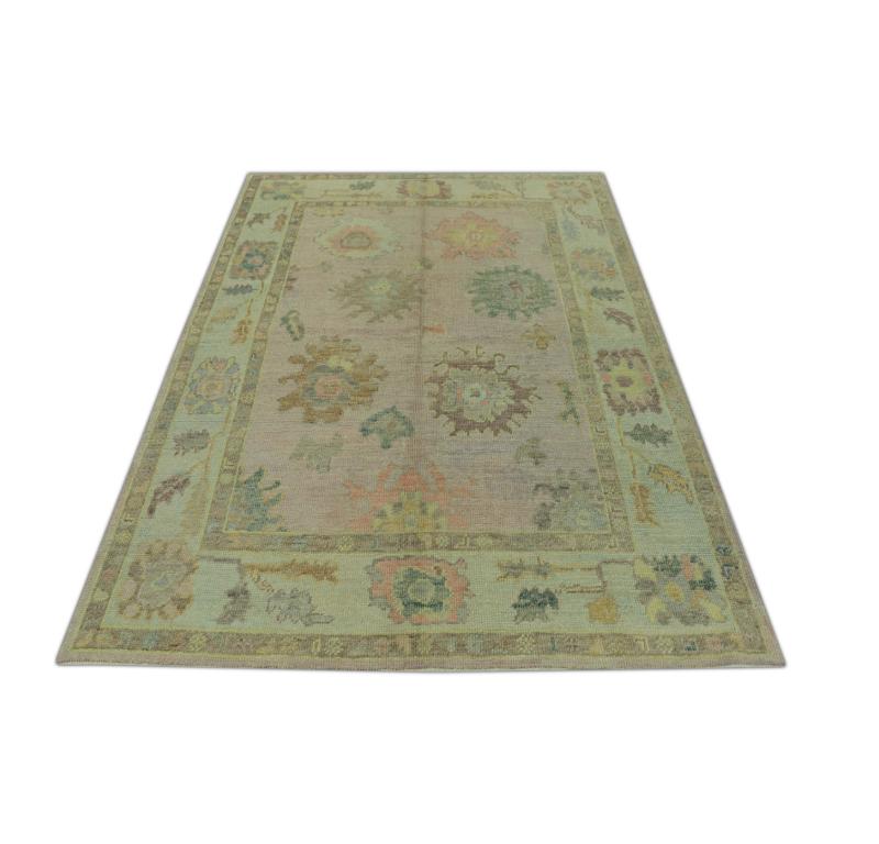 Tapis oriental noué à la main turc Oushak 5'1