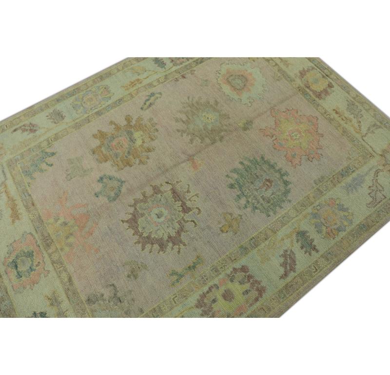 Turc Tapis oriental noué à la main turc Oushak 5'1