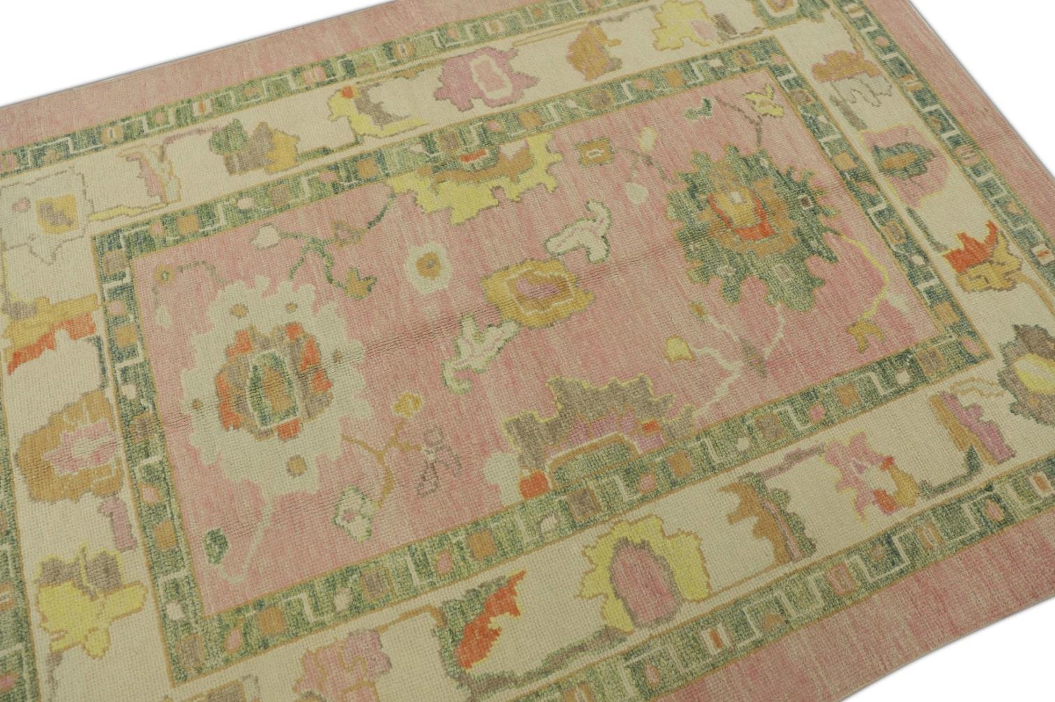 Hand-Knotted Oushak Rug Oriental Hand Knotted Turkish Oushak 5'2