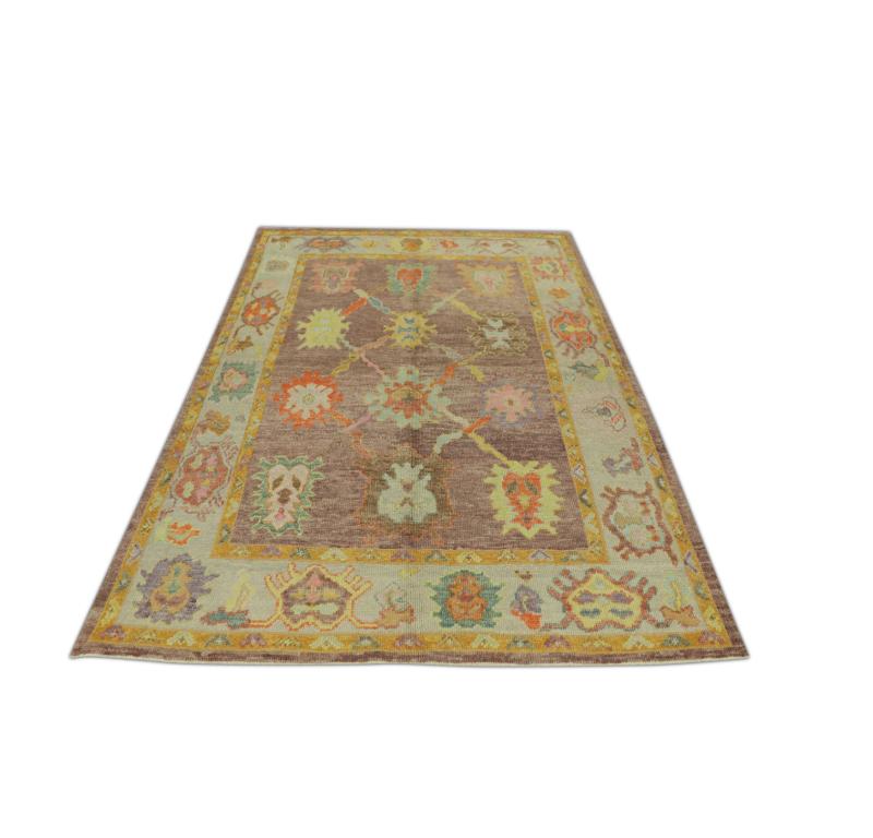 Tapis oriental noué à la main turc Oushak 5'2