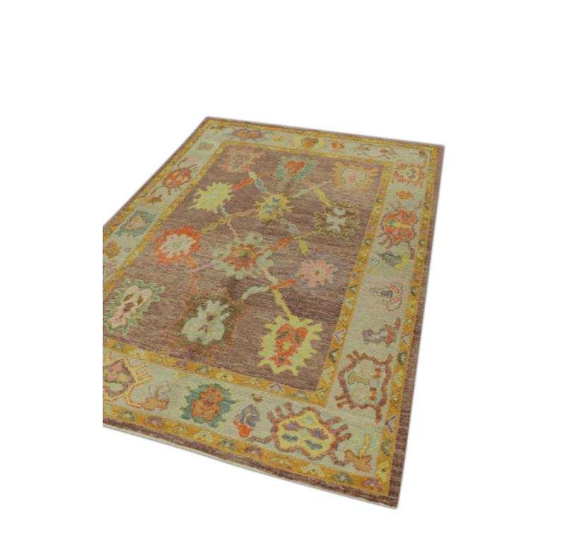 Turc Tapis oriental noué à la main turc Oushak 5'2