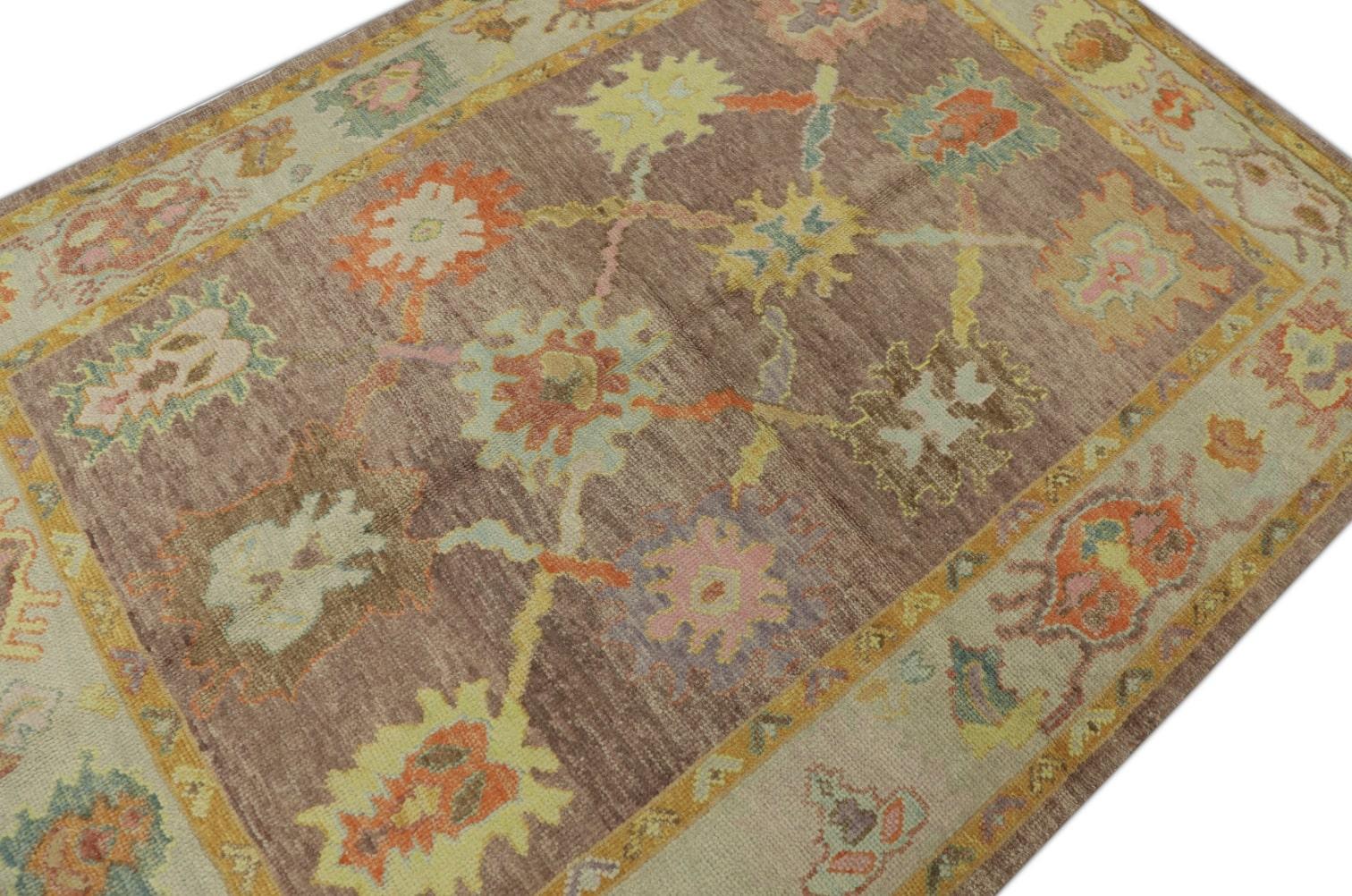 Tapis oriental noué à la main turc Oushak 5'2