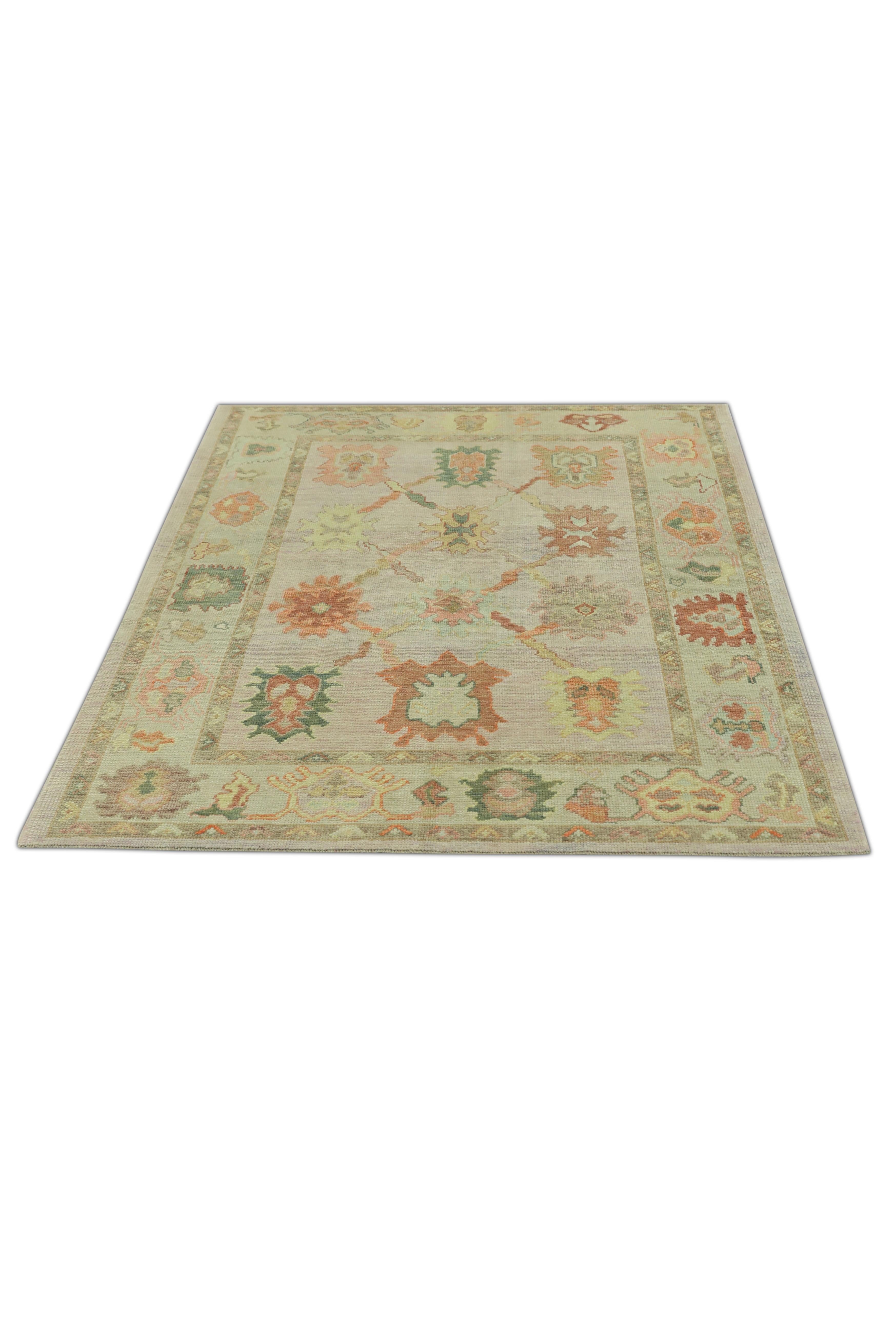 Contemporary Oushak Rug Oriental Hand Knotted Turkish Oushak 5'3