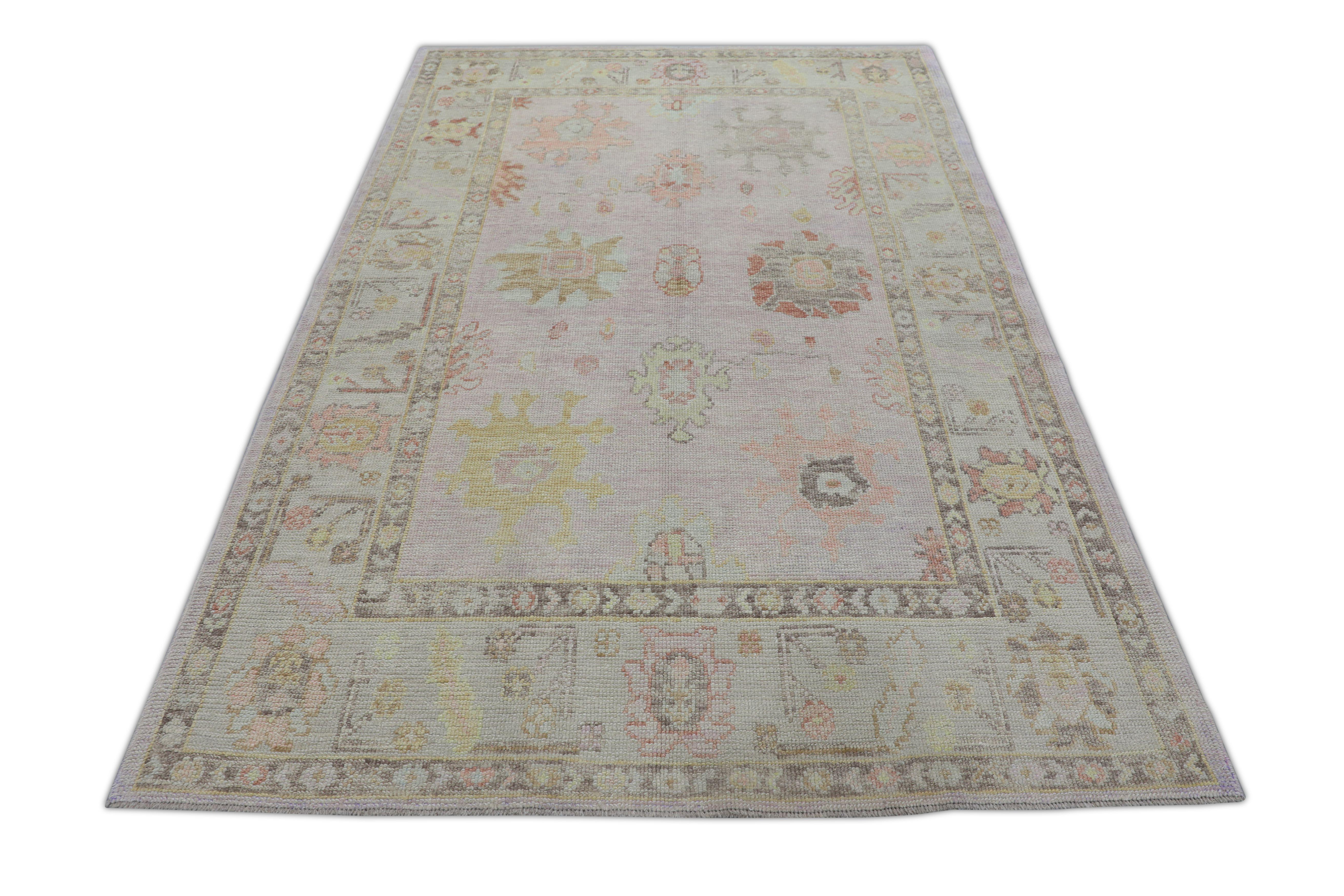 XXIe siècle et contemporain Tapis oriental noué à la main turc Oushak 5'3
