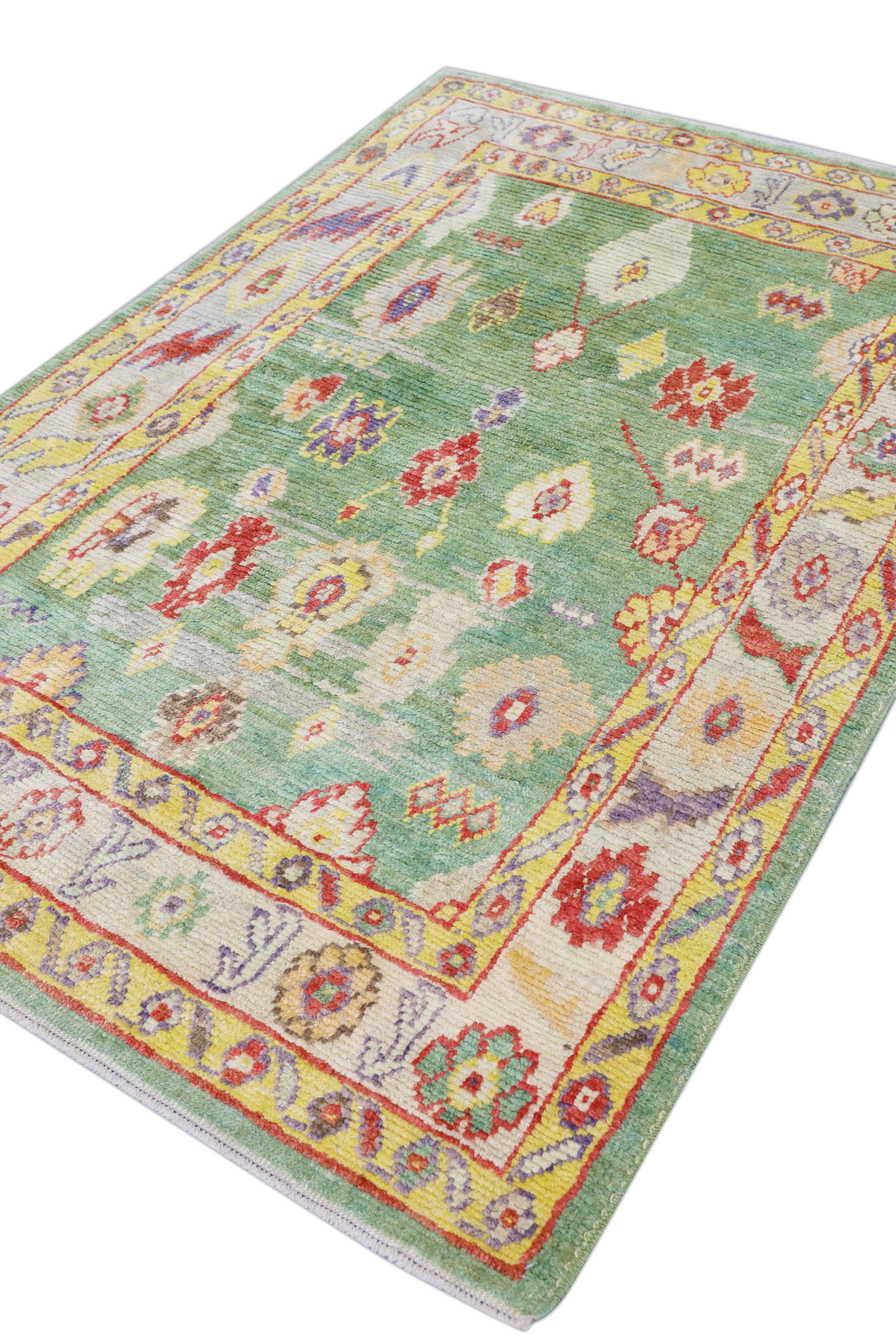 Contemporary Oushak Rug Oriental Hand Knotted Turkish Oushak 5'4