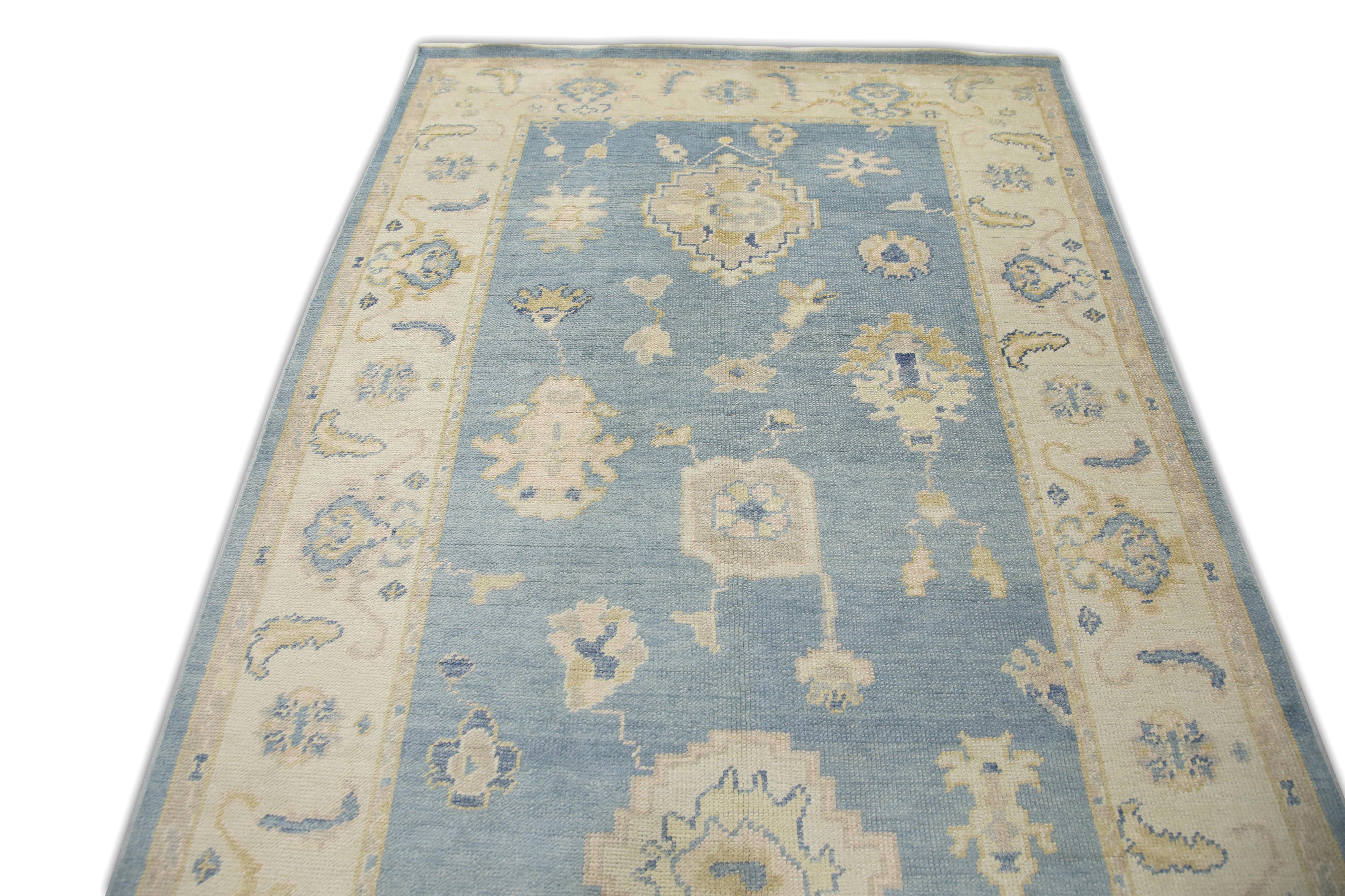 Noué à la main Tapis oriental noué à la main turc Oushak 5'5