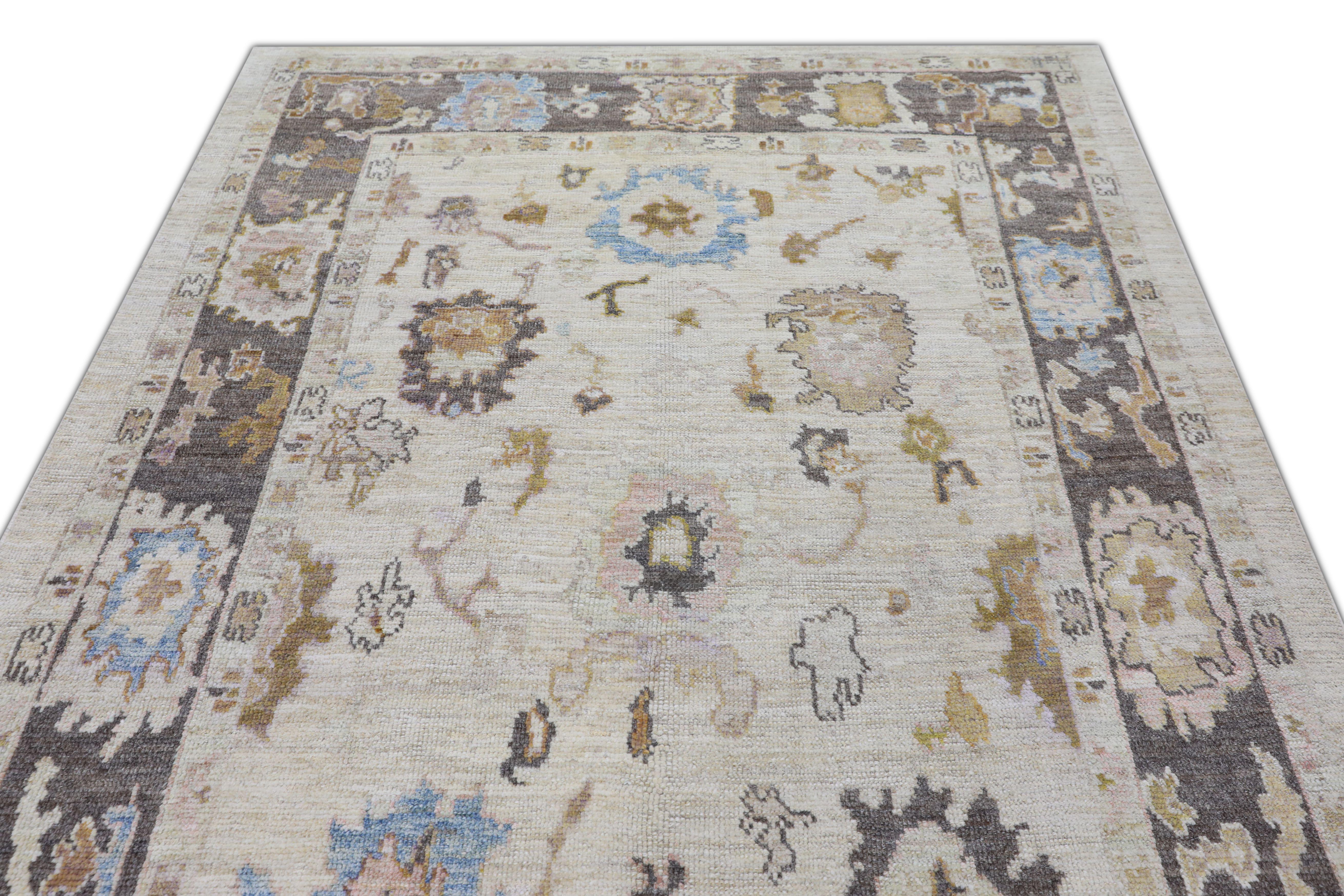 Contemporary Oushak Rug Oriental Hand Knotted Turkish Oushak 5'9