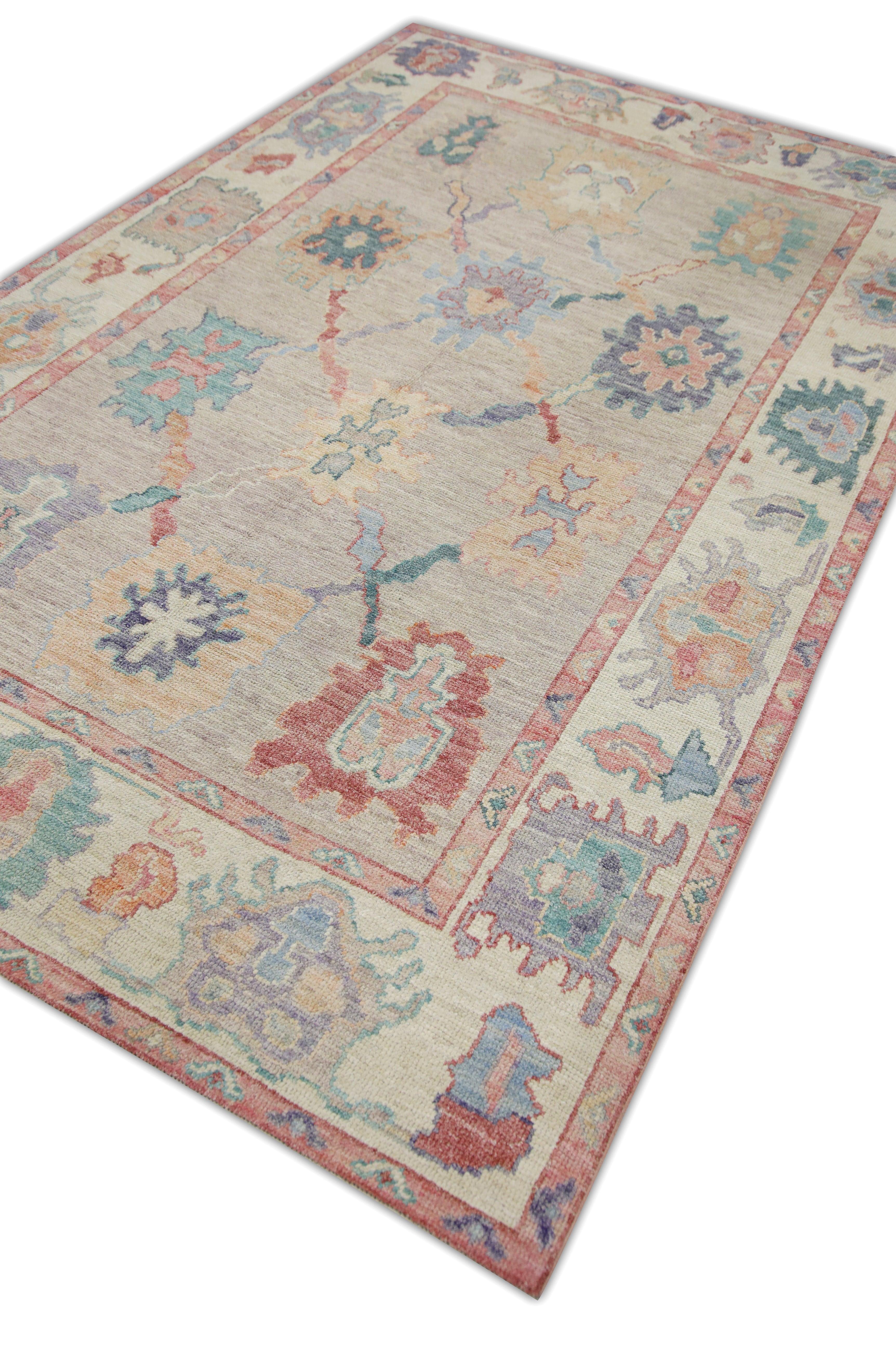 Oushak Rug Oriental Hand Knotted Turkish Oushak 6' x 9'3
