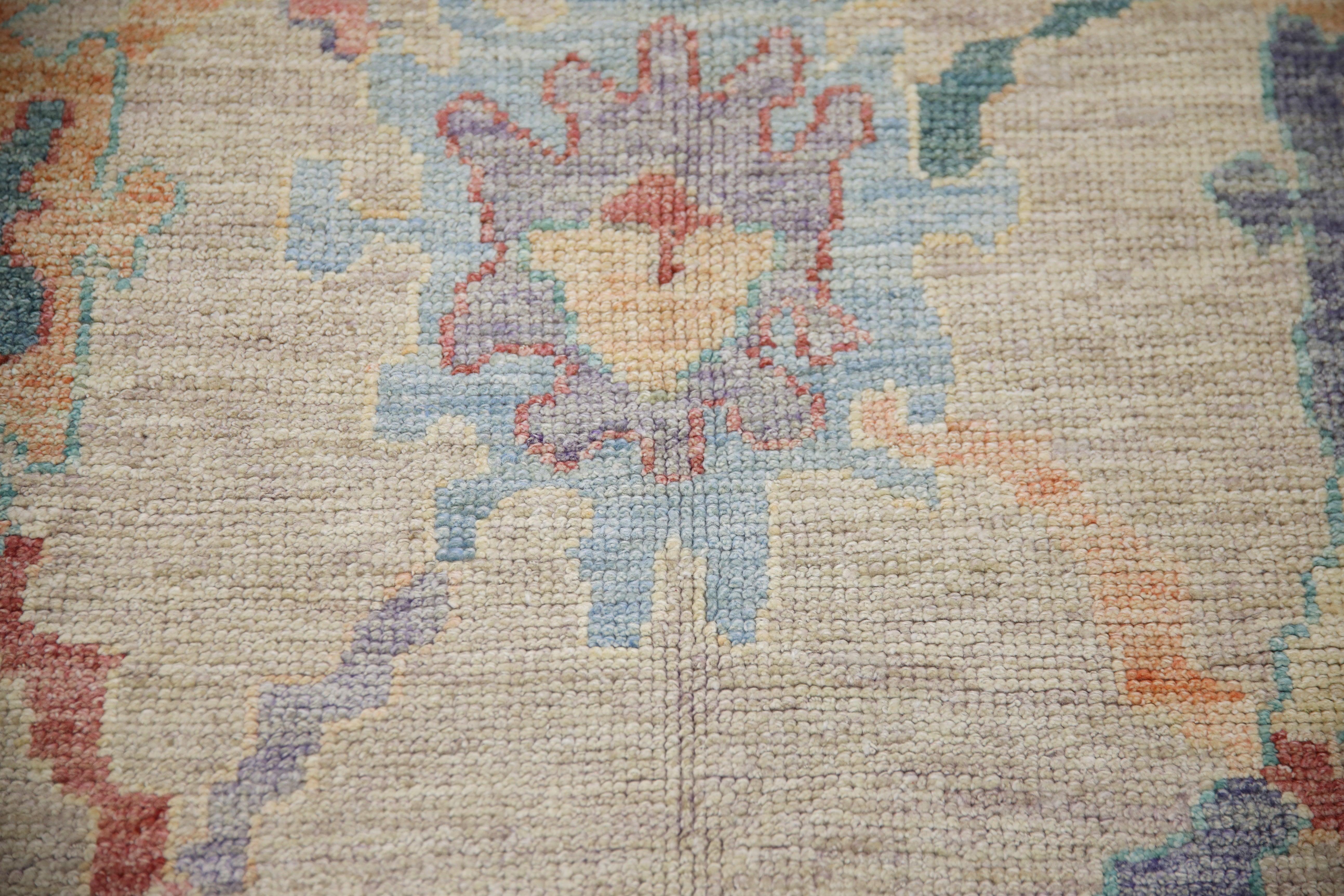 Hand-Knotted Oushak Rug Oriental Hand Knotted Turkish Oushak 6' x 9'3
