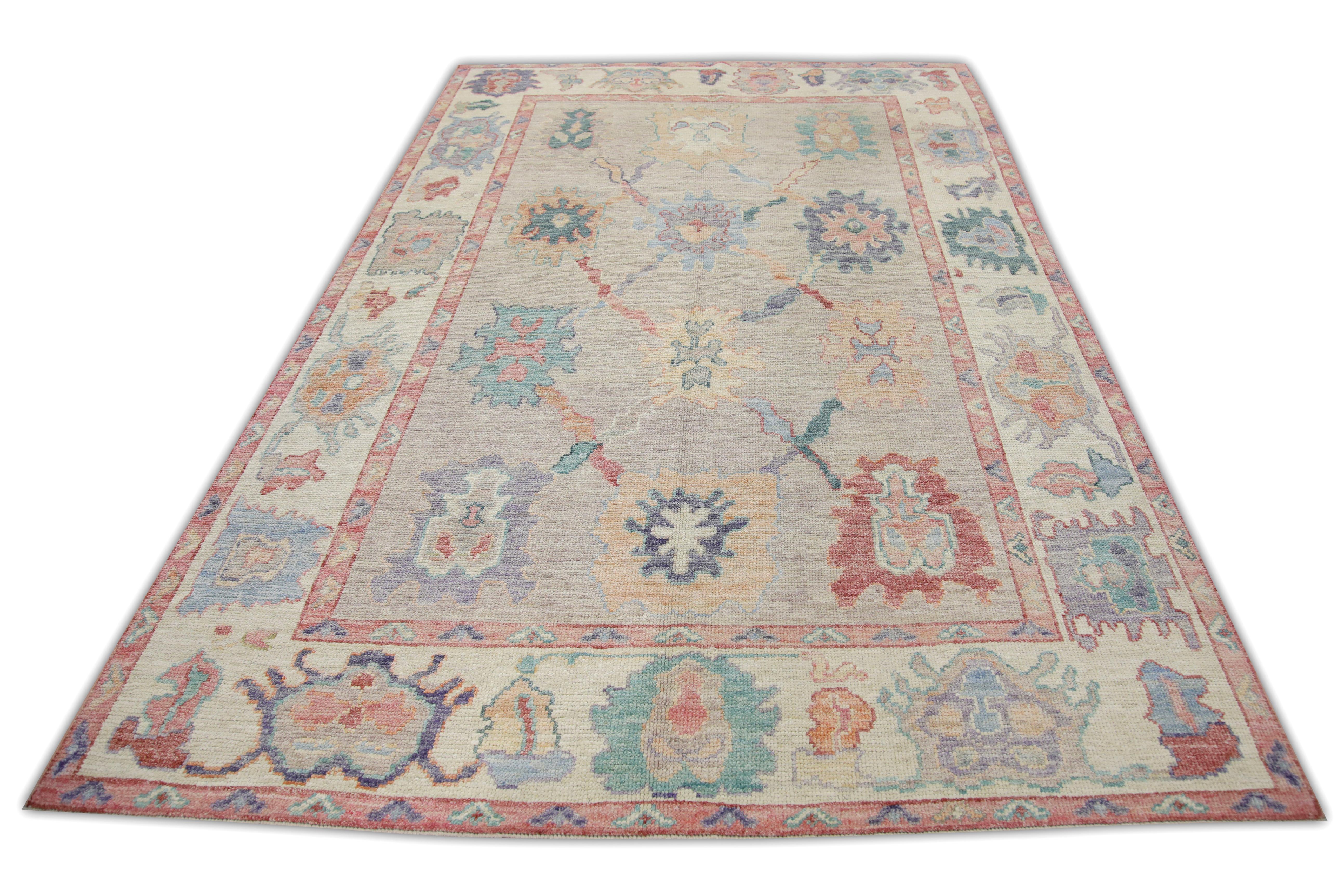 Contemporary Oushak Rug Oriental Hand Knotted Turkish Oushak 6' x 9'3