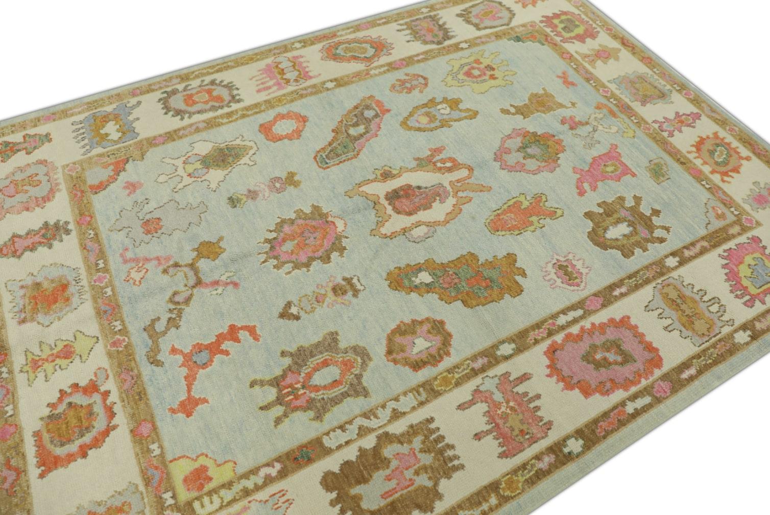 Oushak Rug Oriental Hand Knotted Turkish Oushak 6'1