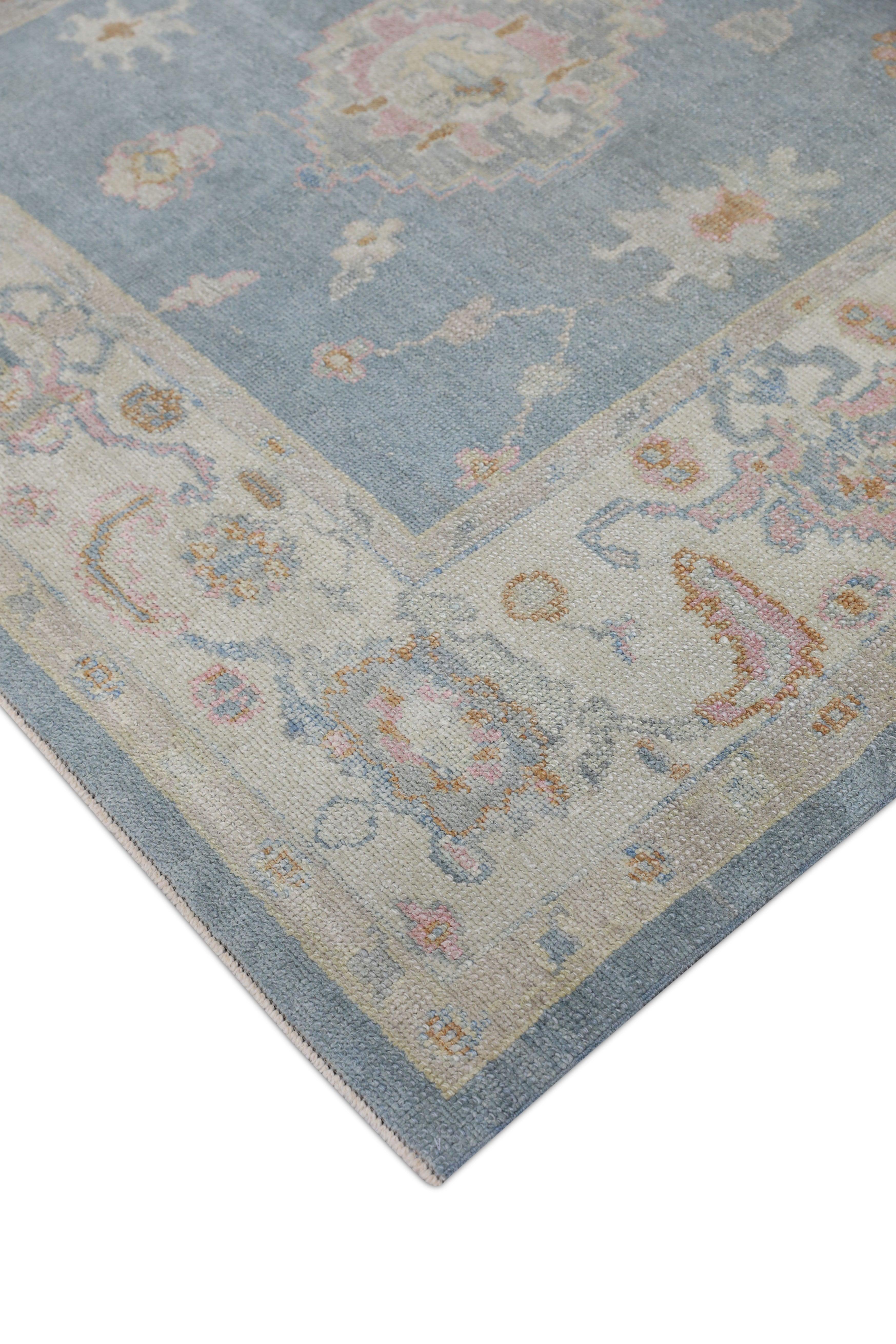 Hand-Knotted Oushak Rug Oriental Hand Knotted Turkish Oushak 6'2