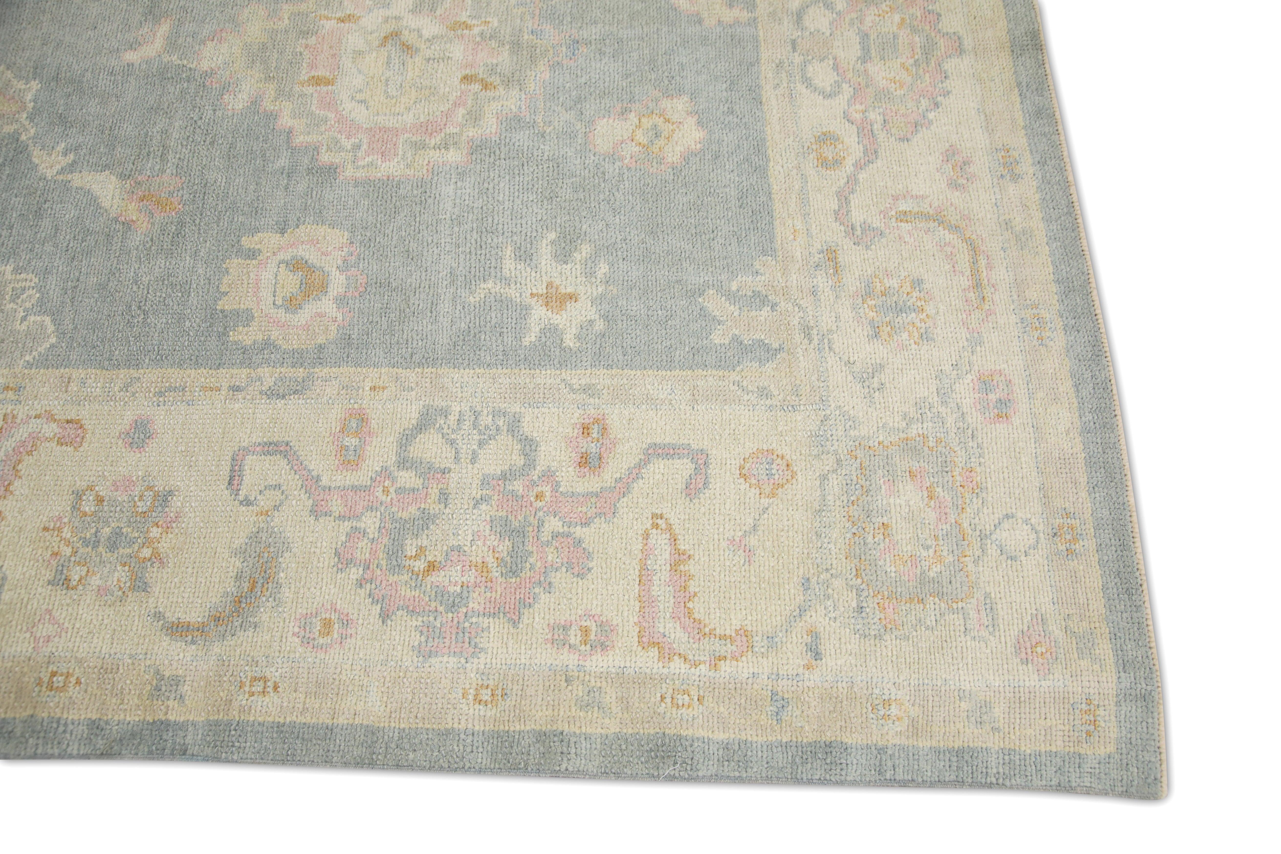 Turc Tapis oriental noué à la main turc Oushak 6'2