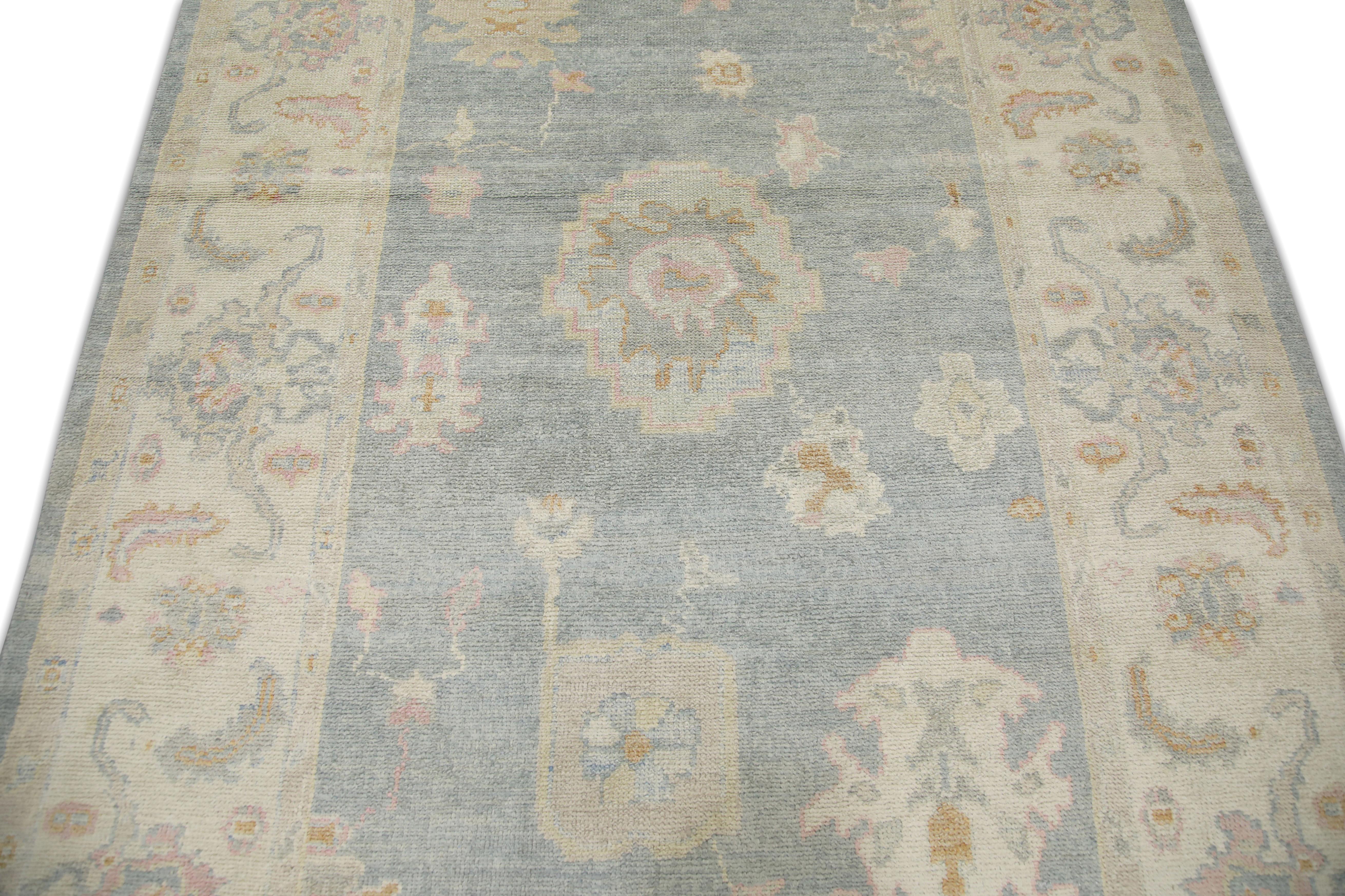 Tapis oriental noué à la main turc Oushak 6'2