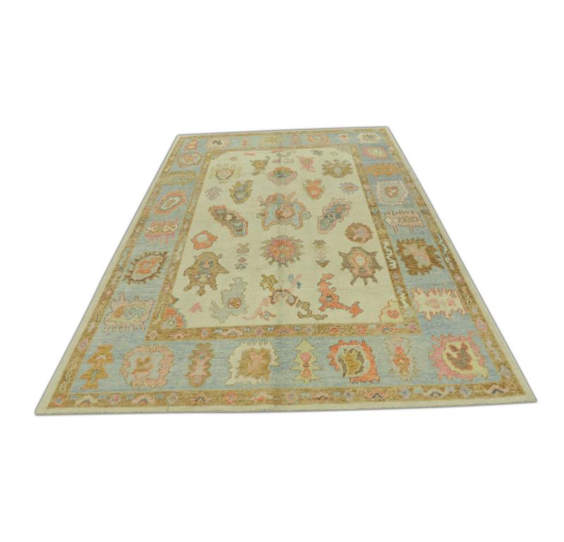 Oushak Rug Oriental Hand Knotted Turkish Oushak 6'4